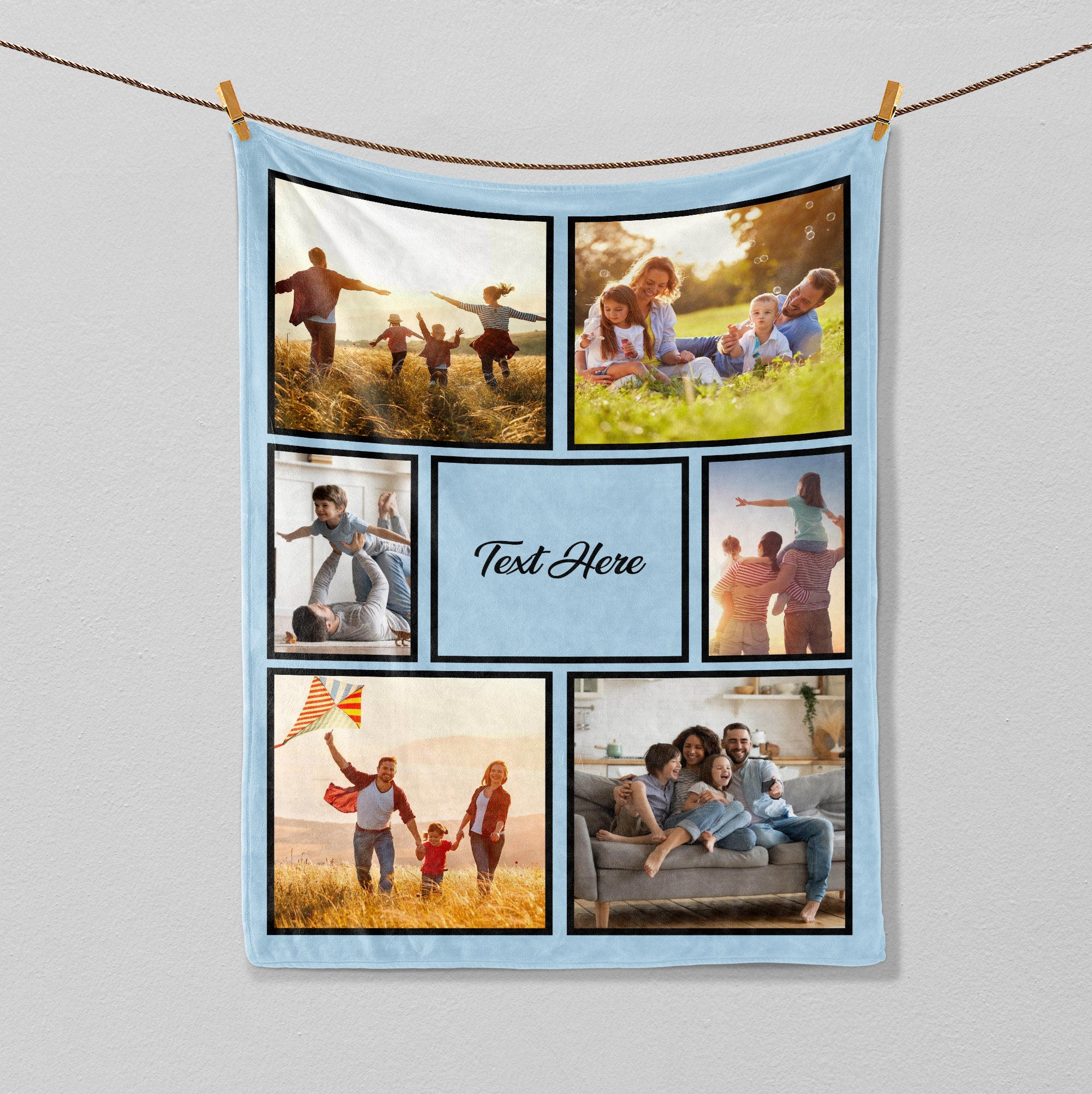 Petmytshirt Photo Blanket Photo Collage Blanket Custom Photo Soft Sherpa Fleece Throw Blanket Gift for Grandparent Mom Dad Family