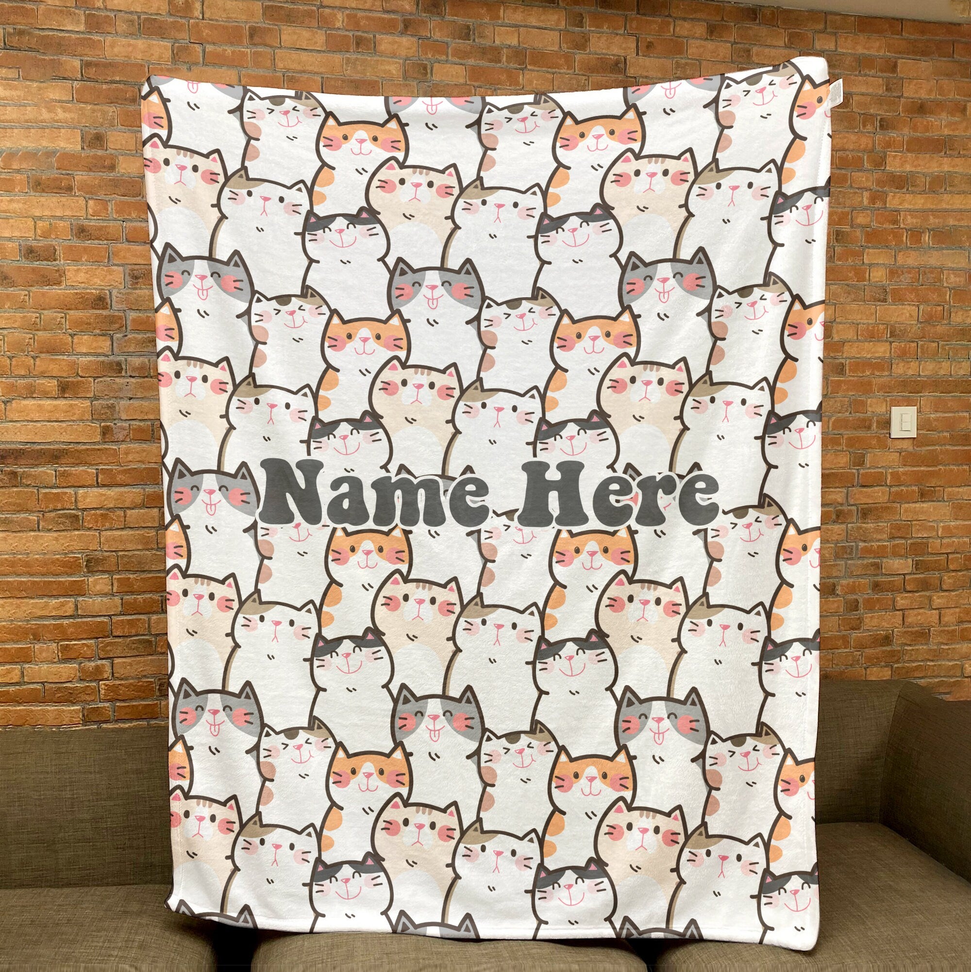 Petmytshirt Cat Blanket Cute Cats Blanket Custom Name Soft Cozy Sherpa Fleece Throw Blankets