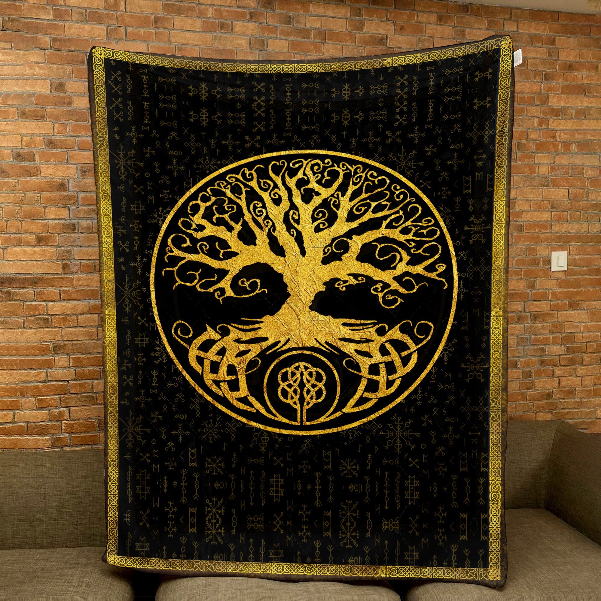 Petmytshirt Tree of Life Blanket Viking Blanket Custom Name Gift for Grandma Grandpa Mom Dad