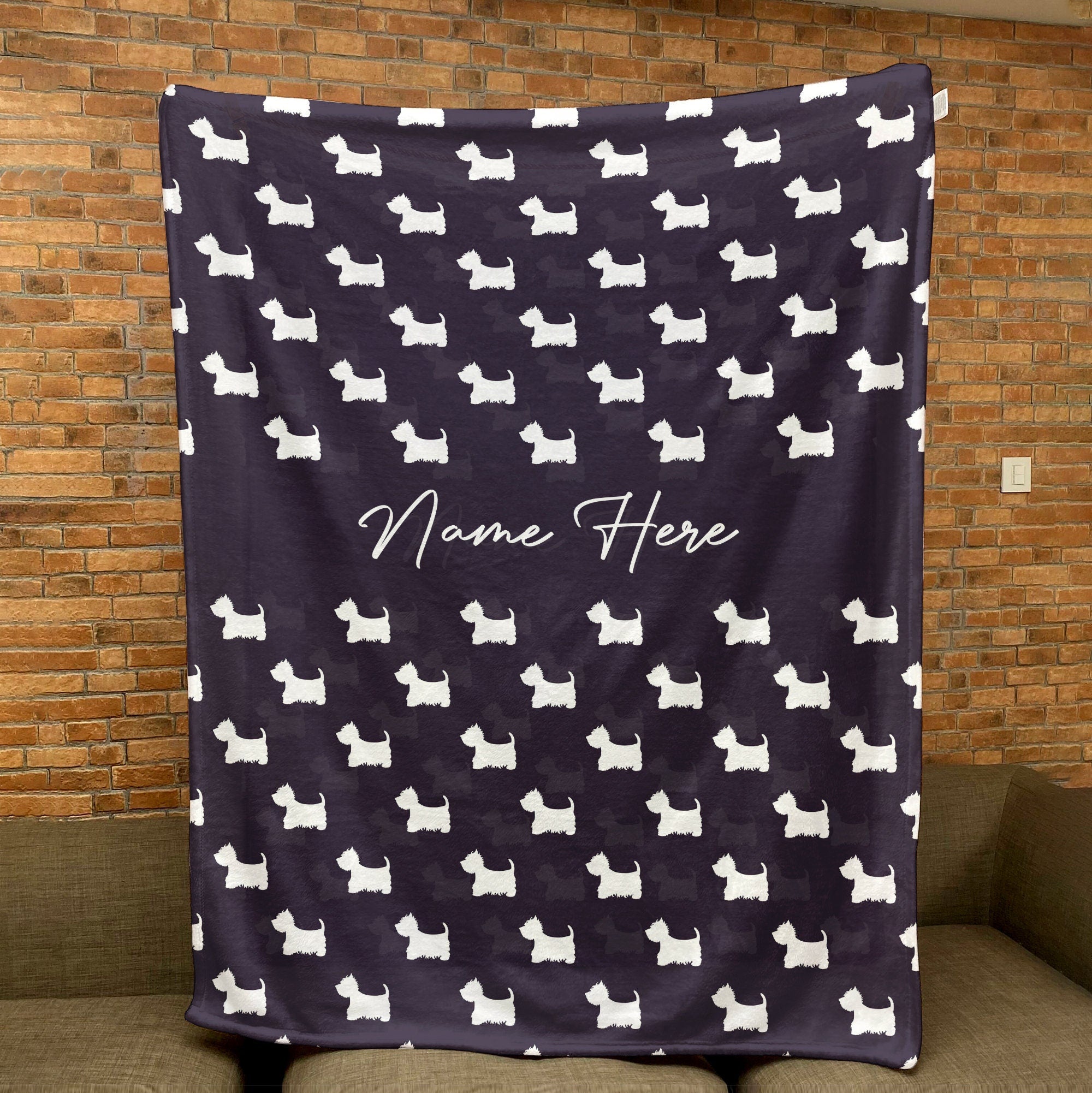 Petmytshirt Westie Blanket Cute Westie Blanket Custom Name Gift for Dog Lover Dog Mom Dog Dad