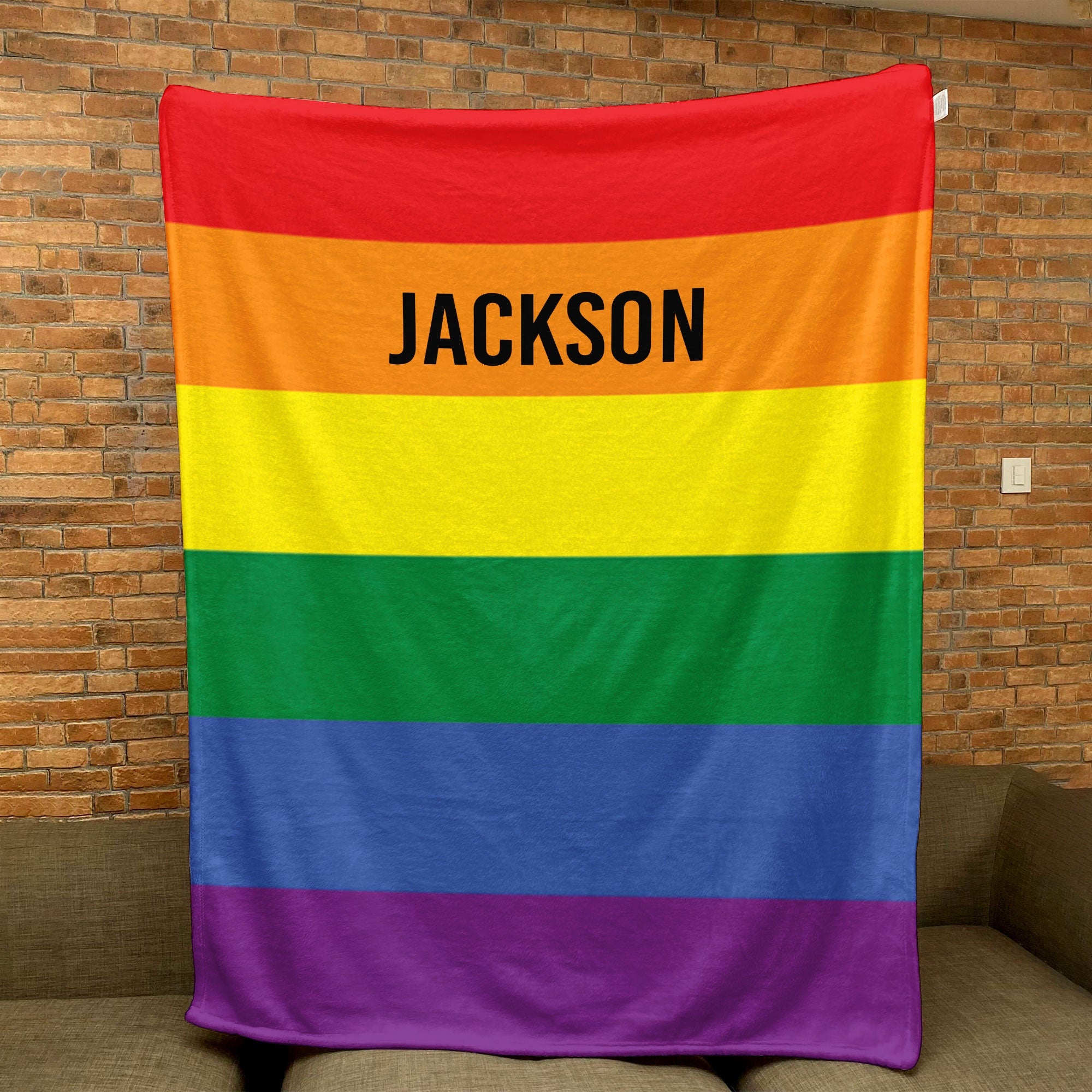 Petmytshirt LGBT Blanket Rainbow Flag Blanket Custom Name Pride Gift