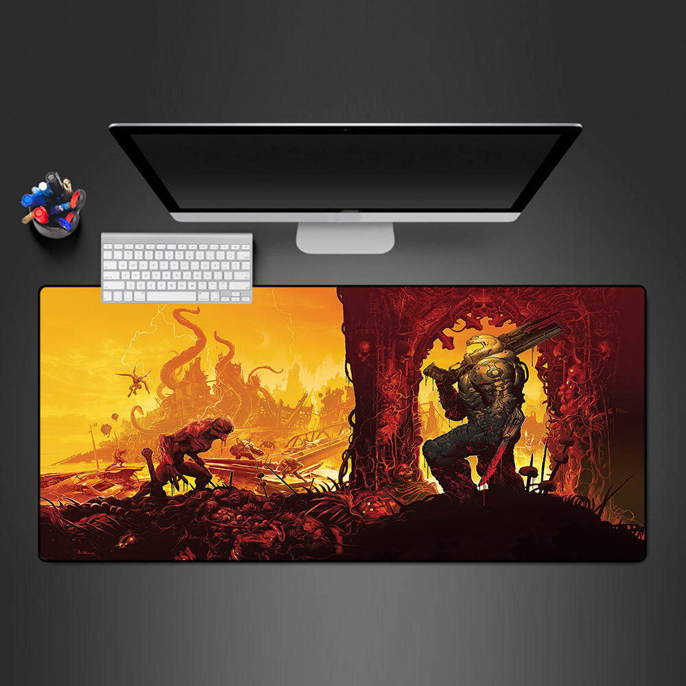 Allleftout Doom Hell On Earth Design Gamer Mouse Pad Large Computer Desk Mat Xxl Pc Gaming Mousepad