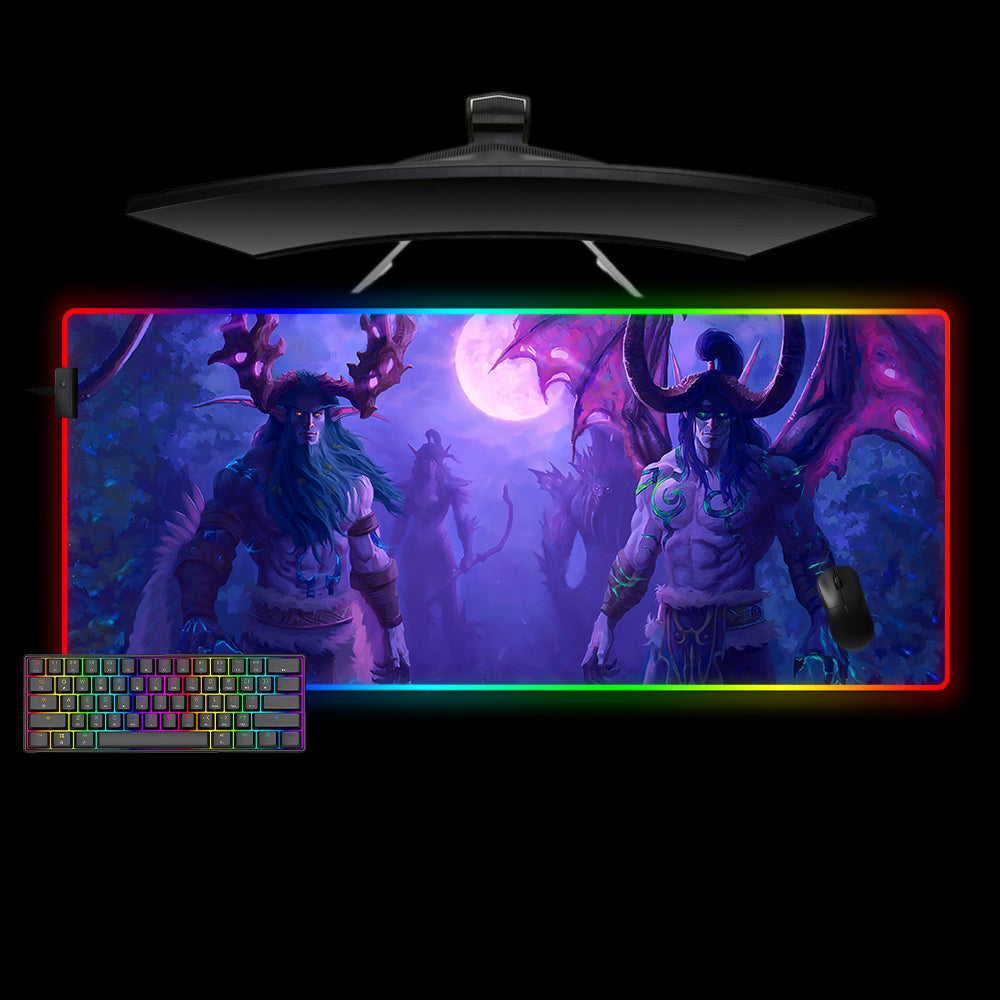 Allleftout Malfurion And Illidan Design M-Xxl Size Rgb Gaming Mouse Pad, Computer Desk Mat