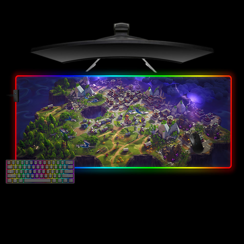 Allleftout Fortnite Map Design M-Xxl Size Rgb Gaming Mouse Pad, Computer Desk Mat