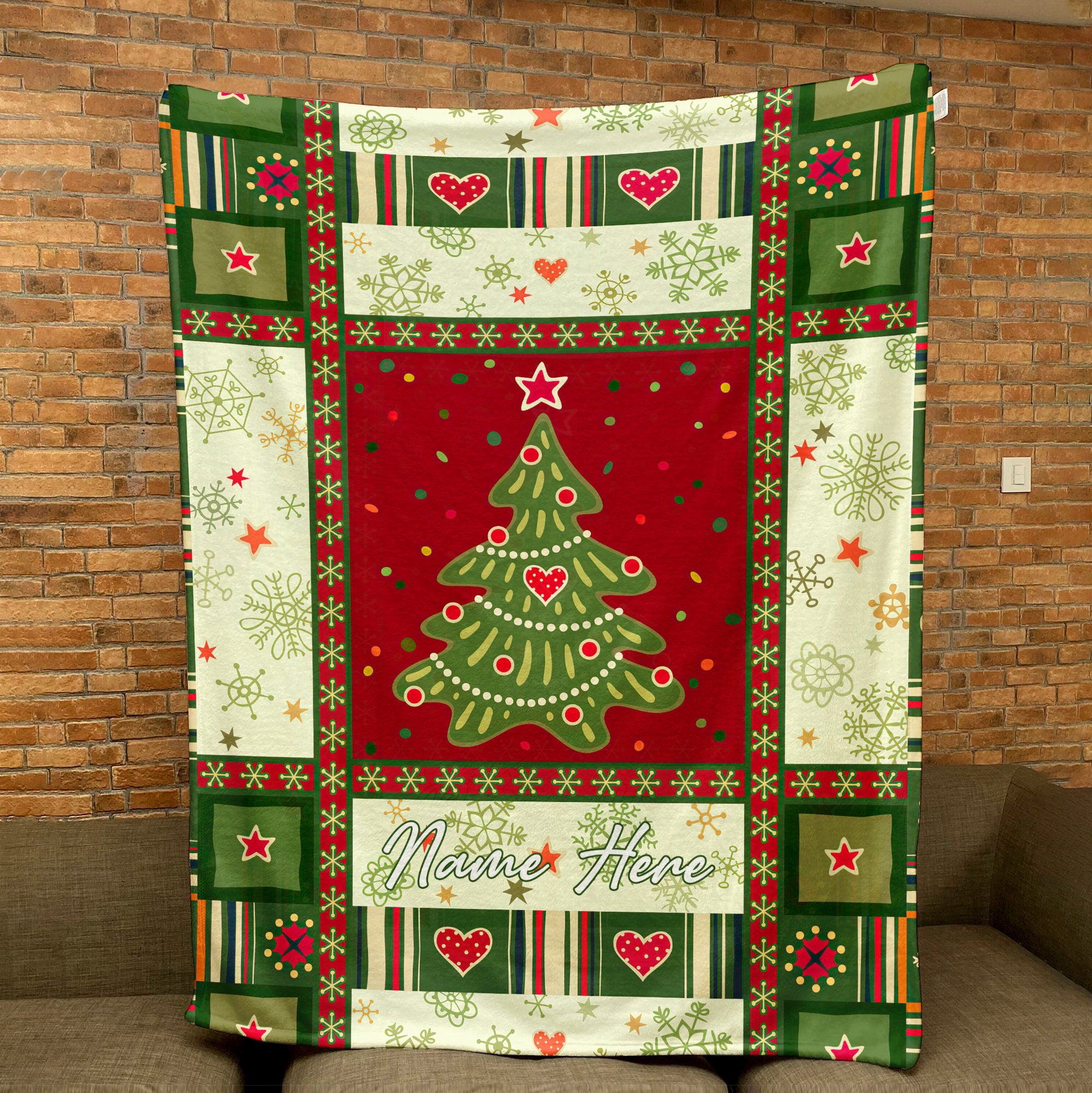 Petmytshirt Christmas Blanket Christmas Tree Blanket Custom Name Soft Cozy Sherpa Fleece Throw Blanket Christmas Decor Christmas Gift