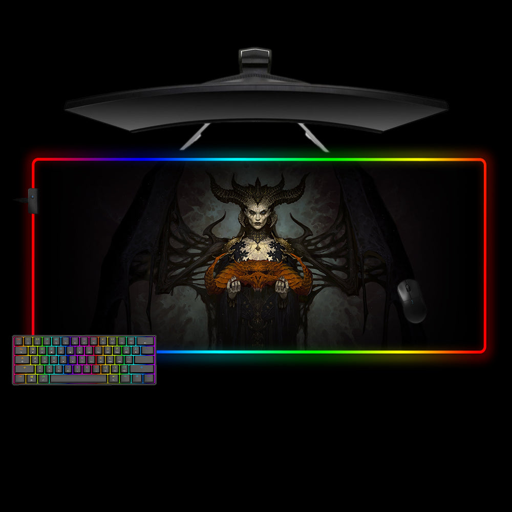 Allleftout Diablo Lilith Skull Design M-Xxl Size Rgb Gaming Mouse Pad, Computer Desk Mat