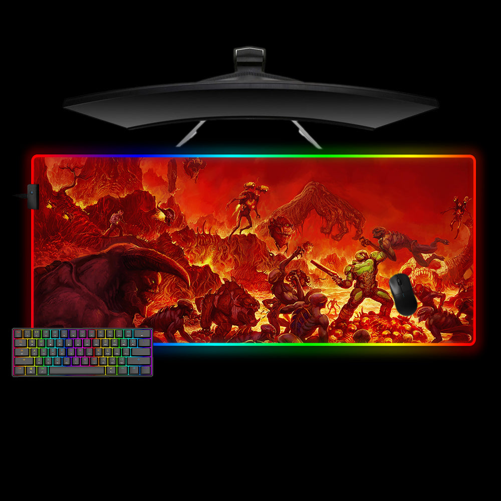 Allleftout Doom Hell Design M-Xxl Size Rgb Gaming Mouse Pad, Computer Desk Mat