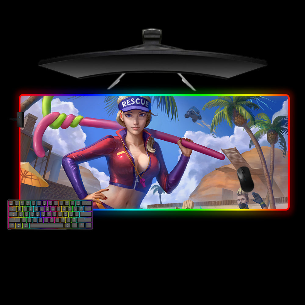 Allleftout Fortnite Rescue Design M-Xxl Size Rgb Gaming Mouse Pad, Computer Desk Mat