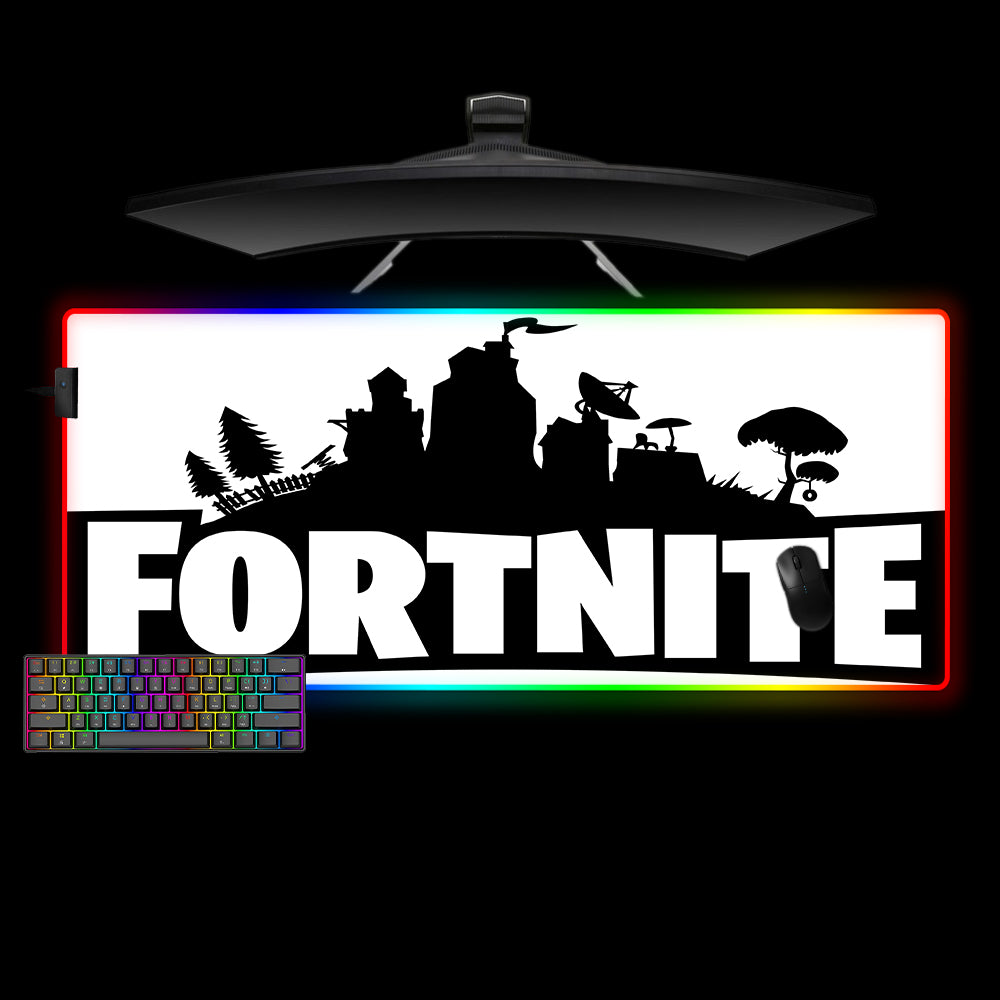 Allleftout Fortnite Black And White Design M-Xxl Size Rgb Gaming Mouse Pad, Computer Desk Mat