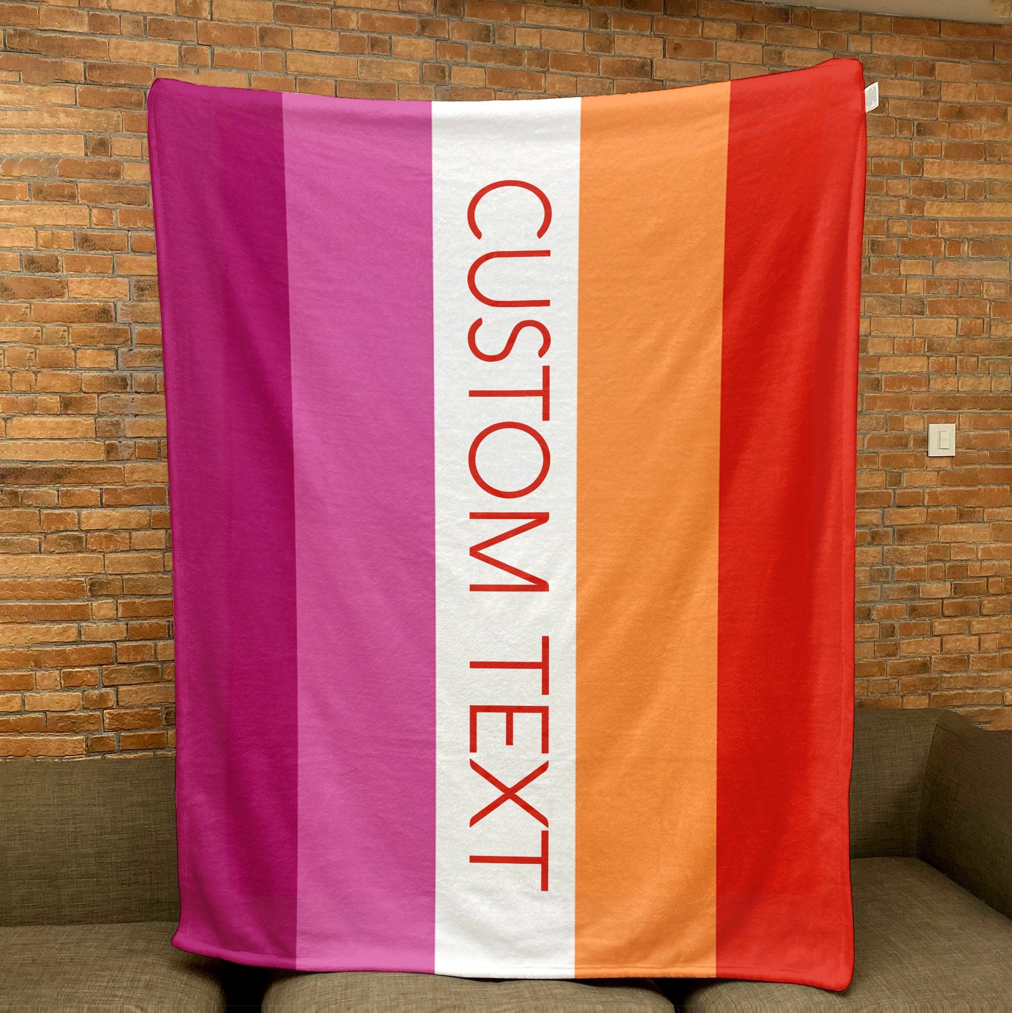 Petmytshirt LGBT Blanket Bisexual Flag Blanket Custom Text Pride Gift for LGBTQ