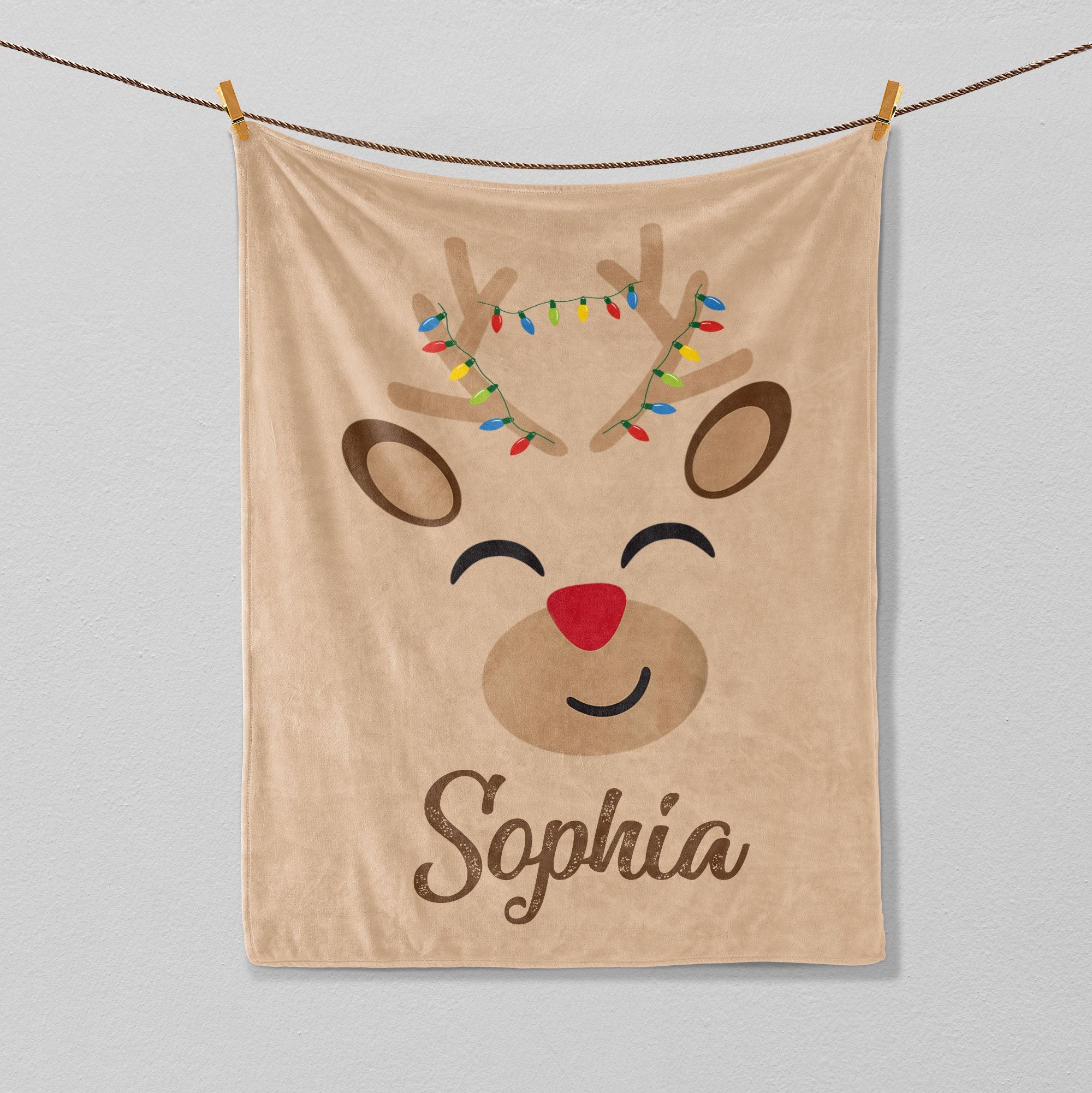 Petmytshirt Reindeer Blanket Christmas Holiday Blanket Custom Soft Cozy Sherpa Fleece Throw Blanket Cute Rudolph Blanket Christmas Gift