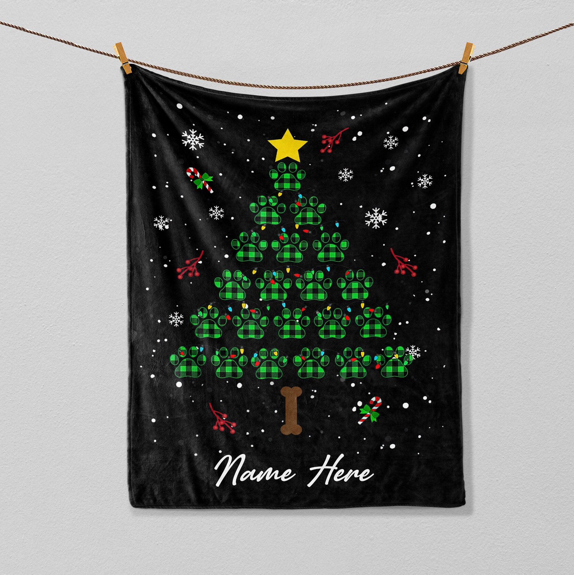 Petmytshirt Christmas Dog Blanket Christmas Paw Tree Blanket Custom Gift For Dog Lover Dog Mom