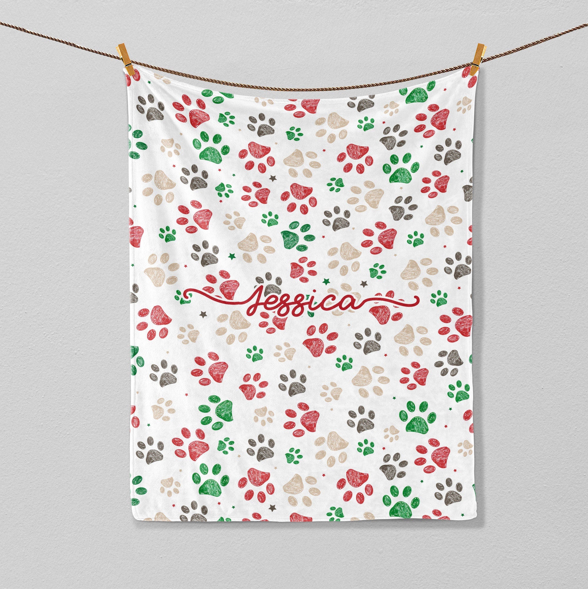 Petmytshirt Christmas Cat Blanket Cat Paws Blanket Custom Name Xmas Gift For Cat Lover Cat Mom