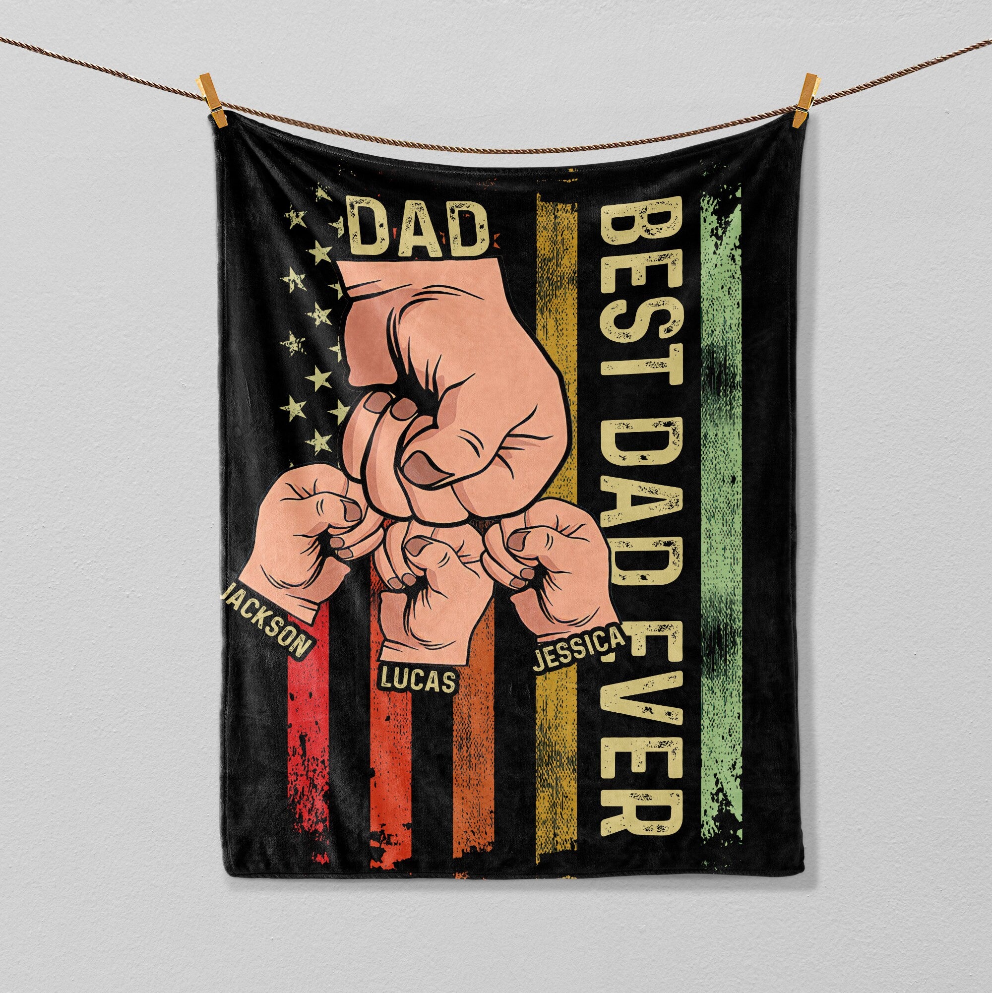 Petmytshirt Dad Blanket Dad And Child Fist Bump Blanket Custom Name Soft Cozy Sherpa Fleece Throw Blankets