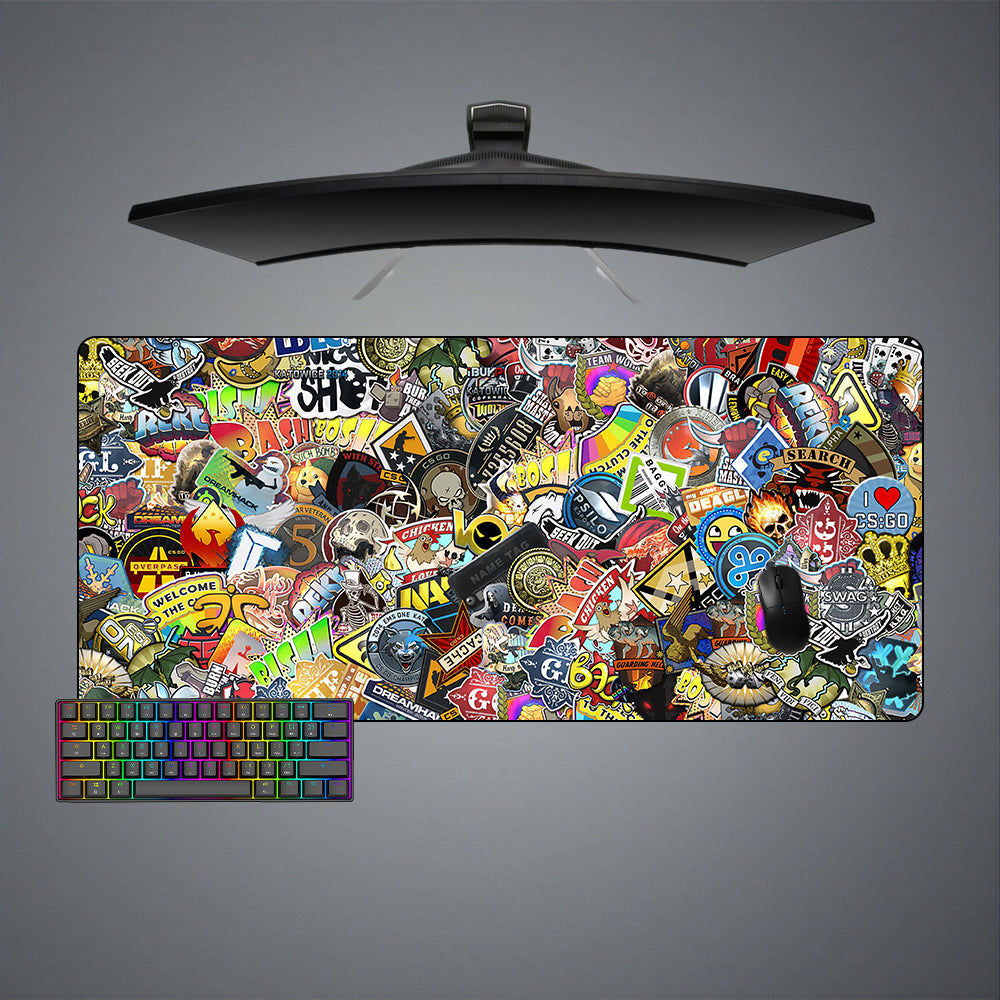 Allleftout Counter Strike Stickers Design M-Xxl Size Gaming Mouse Pad, Computer Desk Mat