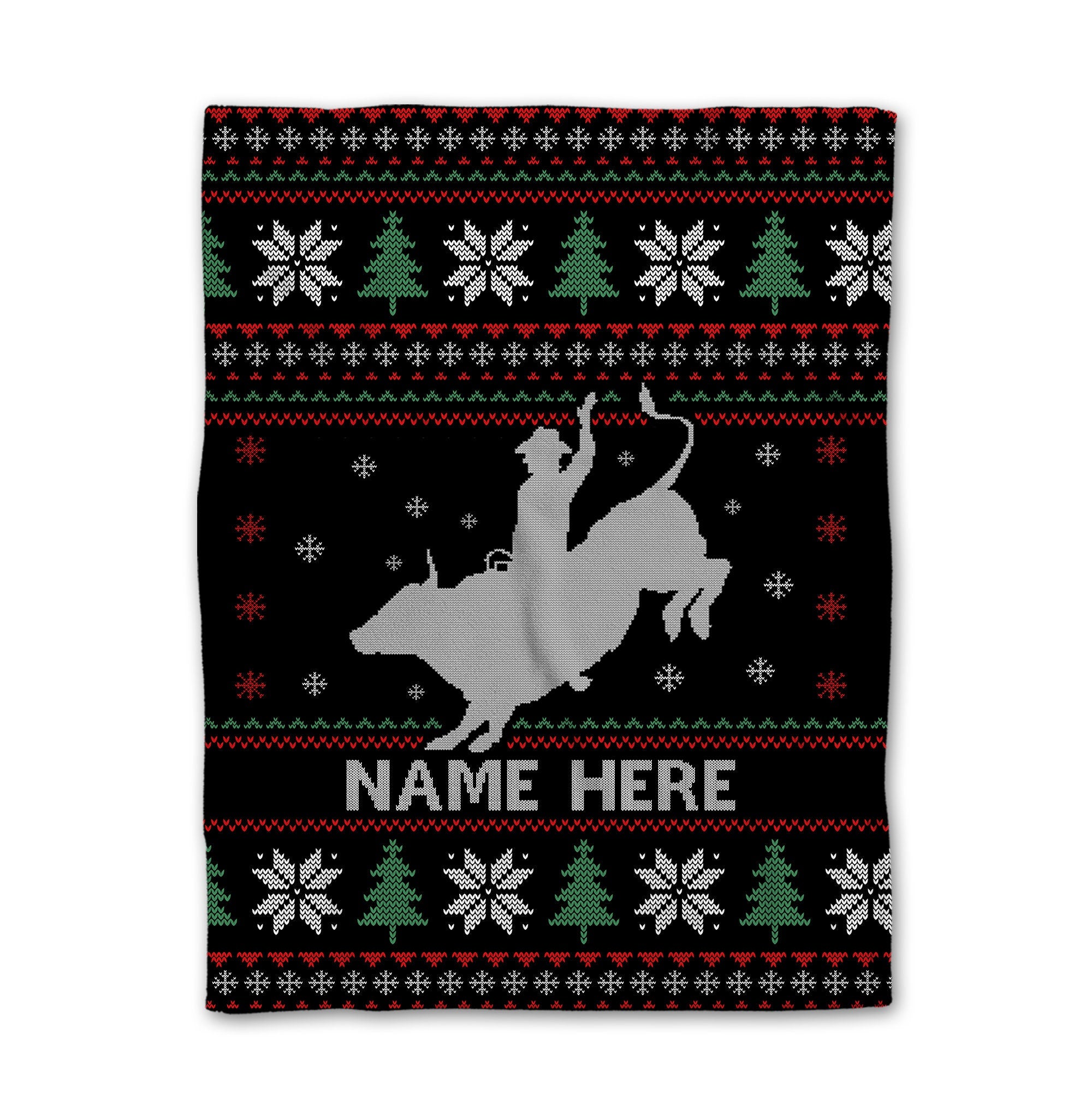 Petmytshirt Cowboy Christmas Blanket Bull Ridding Blanket Custom Name Rodeo Gift for Cowboy Dad
