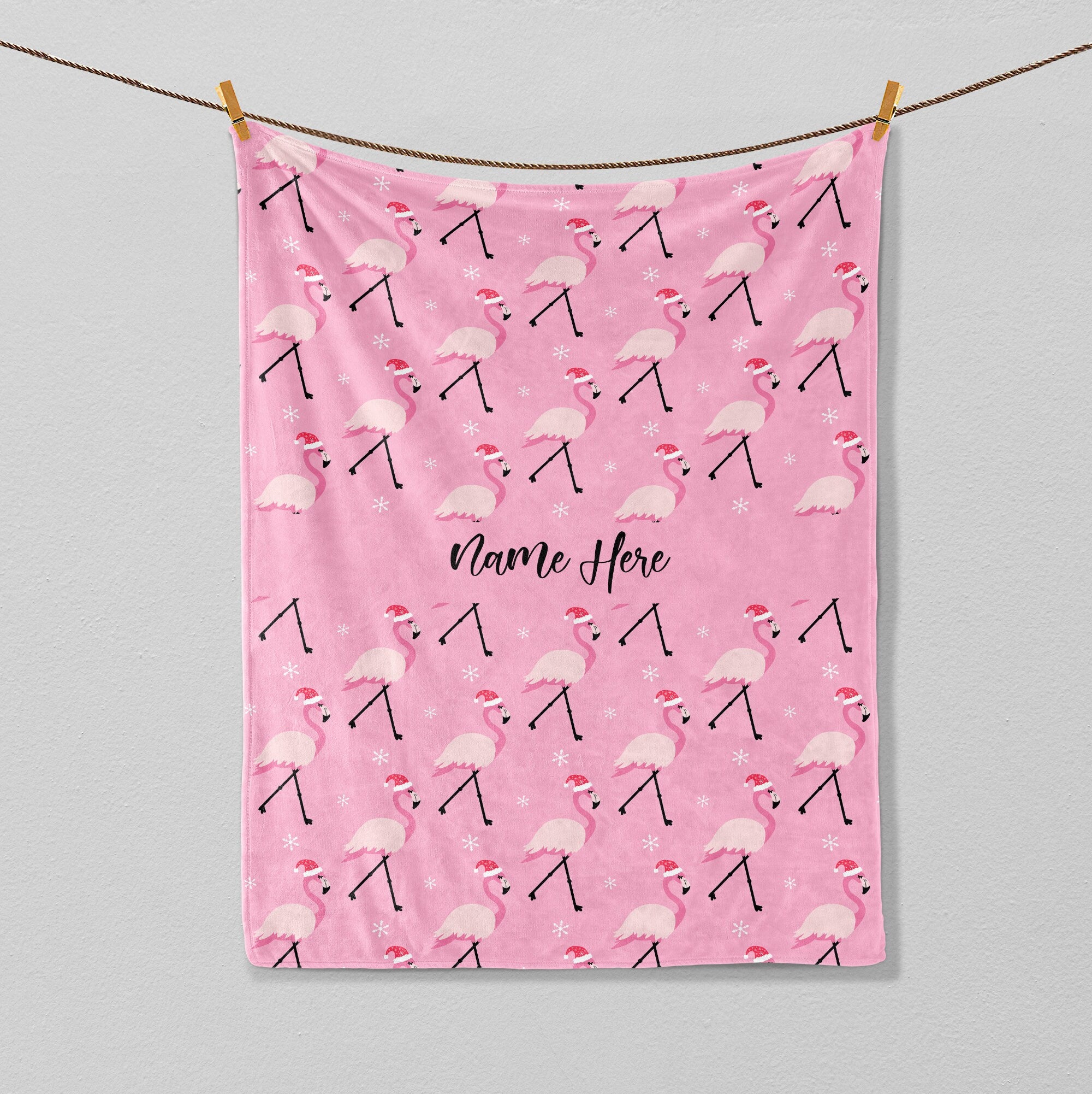 Petmytshirt Christmas Flamingo Blanket Xmas Flamingo Blanket Custom Name Christmas Gift