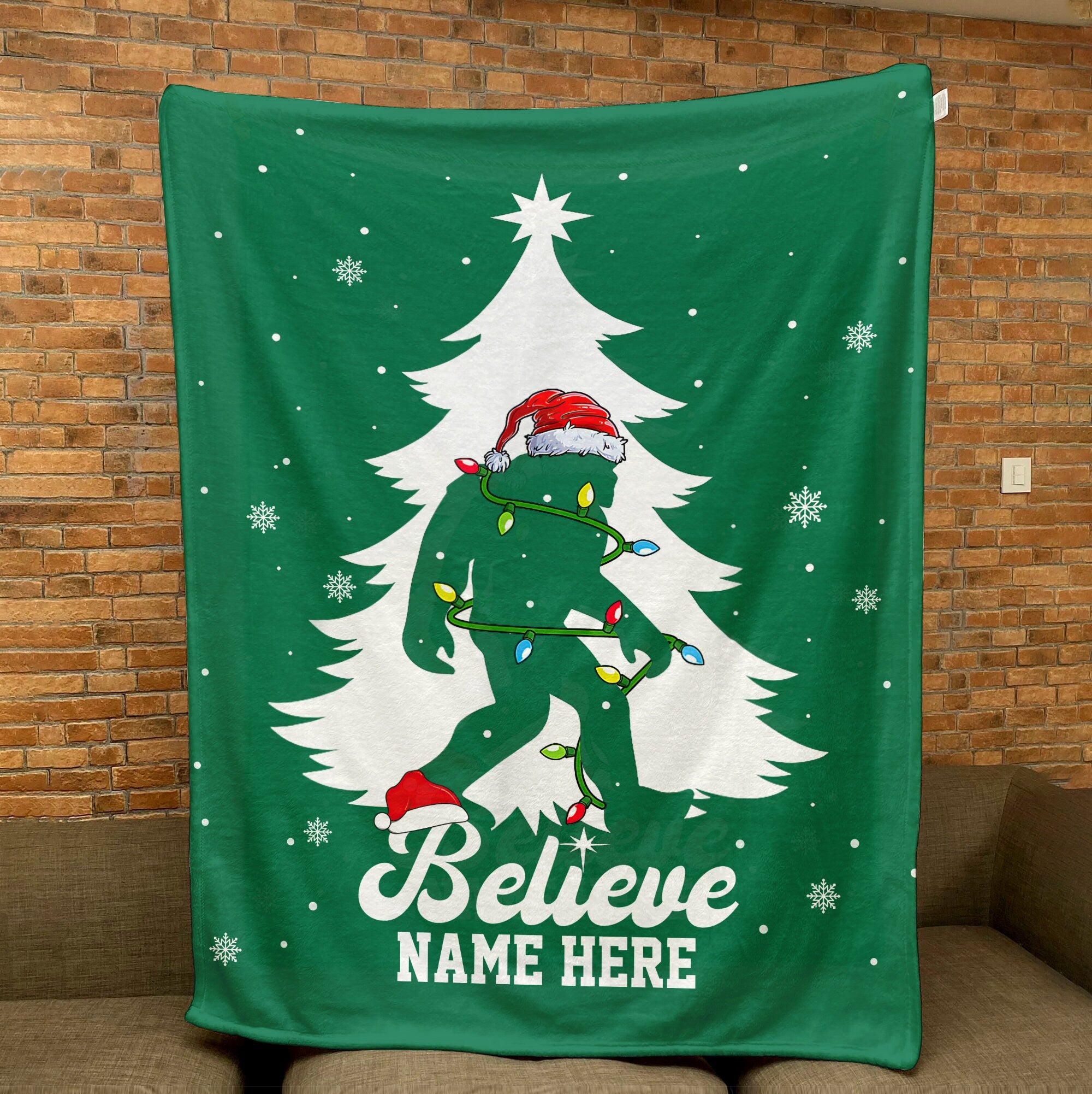 Petmytshirt Bigfoot Christmas Blanket Believe Bigfoot Blanket Custom Name Sasquatch Christmas