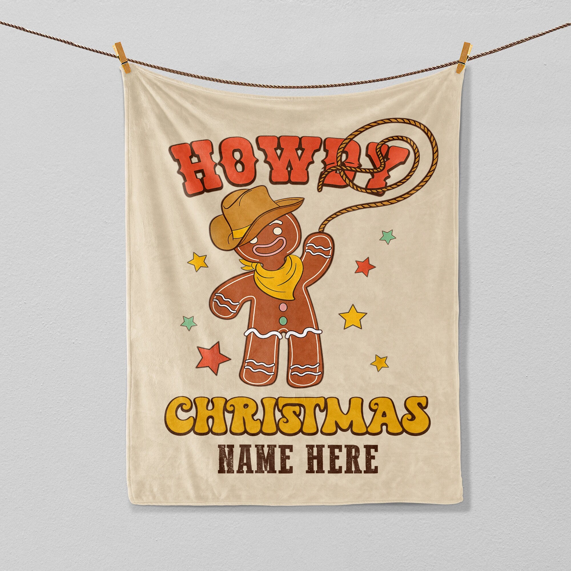 Petmytshirt Cowboy Christmas Blanket Howdy Christmas Blanket Custom Name Gift for Cowgirl Cowboy