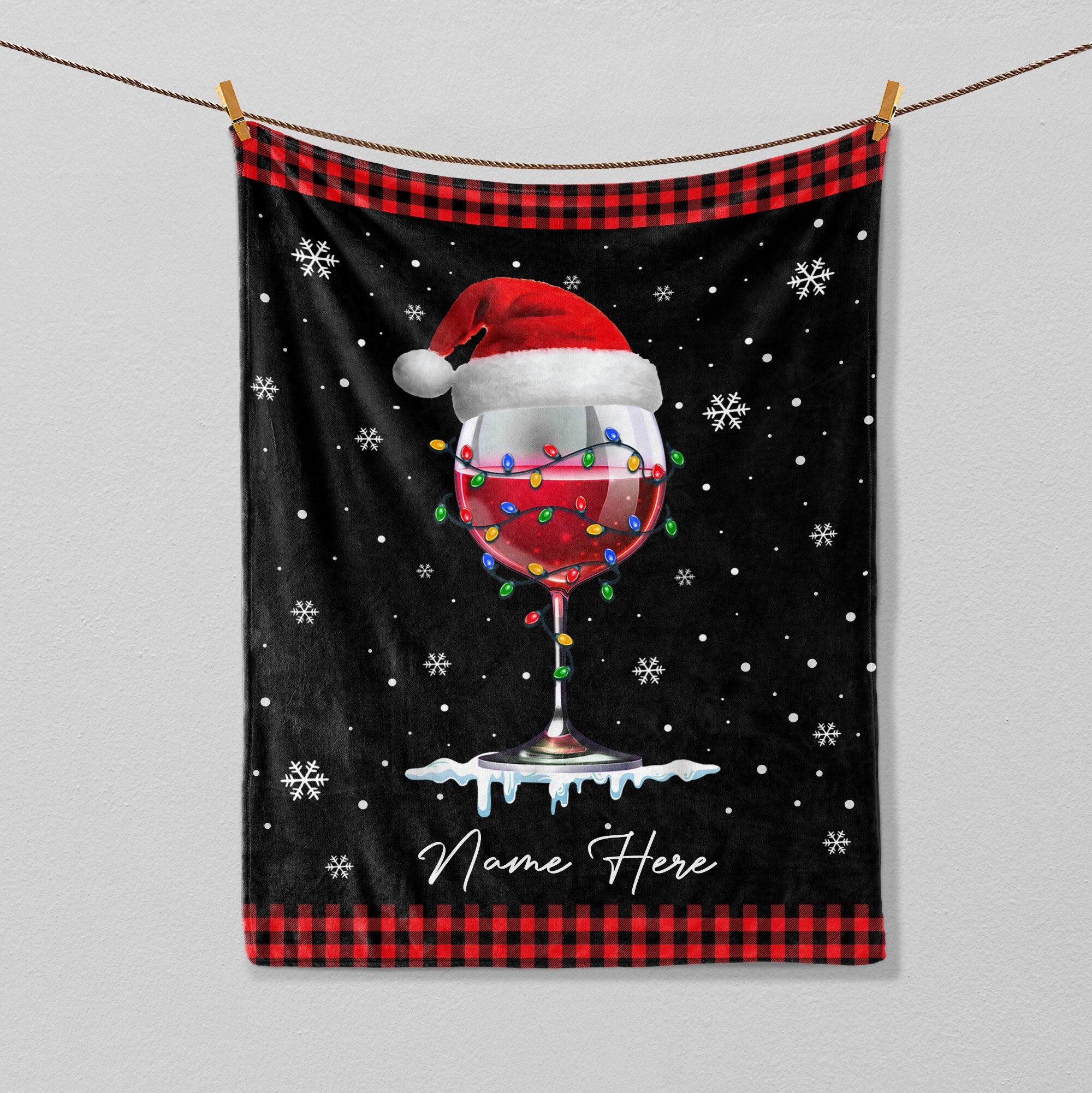 Petmytshirt Christmas Wine Blanket Santa Wine Blanket Custom Soft Cozy Sherpa Fleece Throw Blanket Christmas Gift Gift for Wine lover