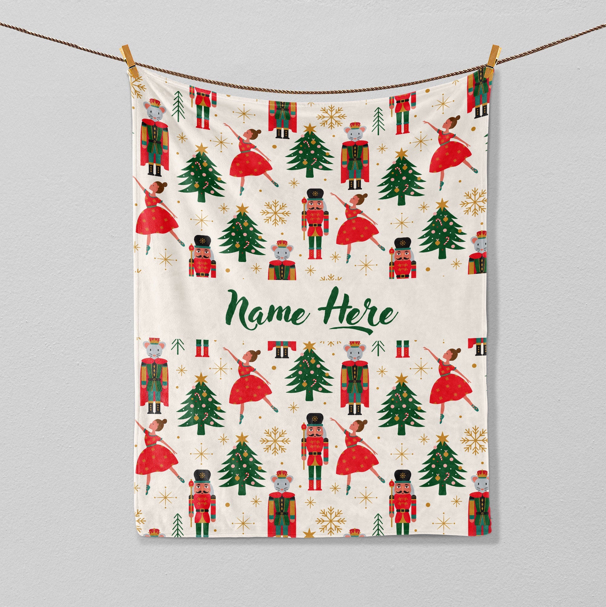 Petmytshirt Christmas Nutcracker Blanket Custom Xmas Soft Cozy Sherpa Fleece Throw Blanket Holiday Christmas Gift for Daughter Girl Kid