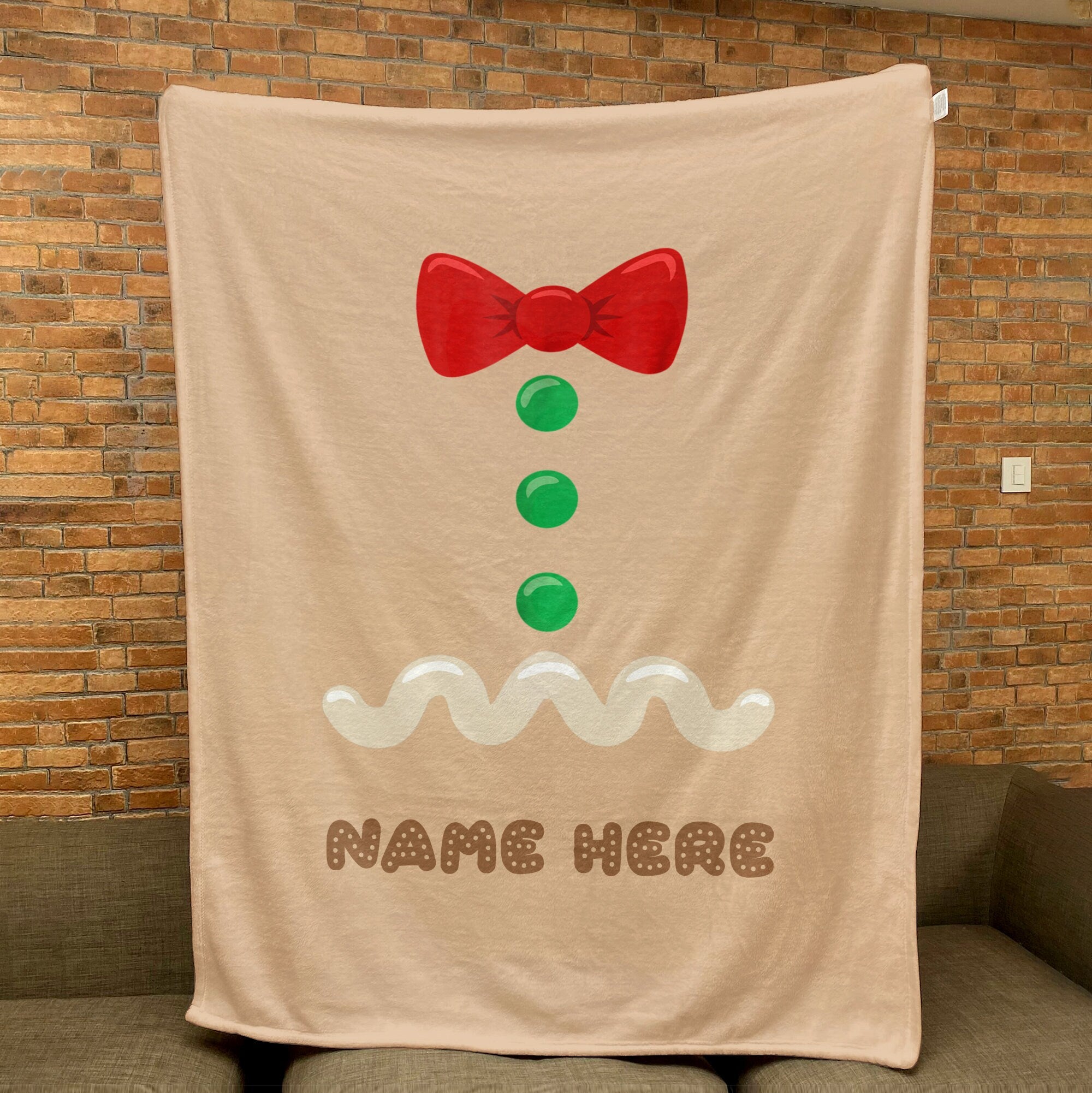 Petmytshirt Christmas Blanket Gingerbread Blanket Custom Name Xmas Gift for Mom Daughter Kid