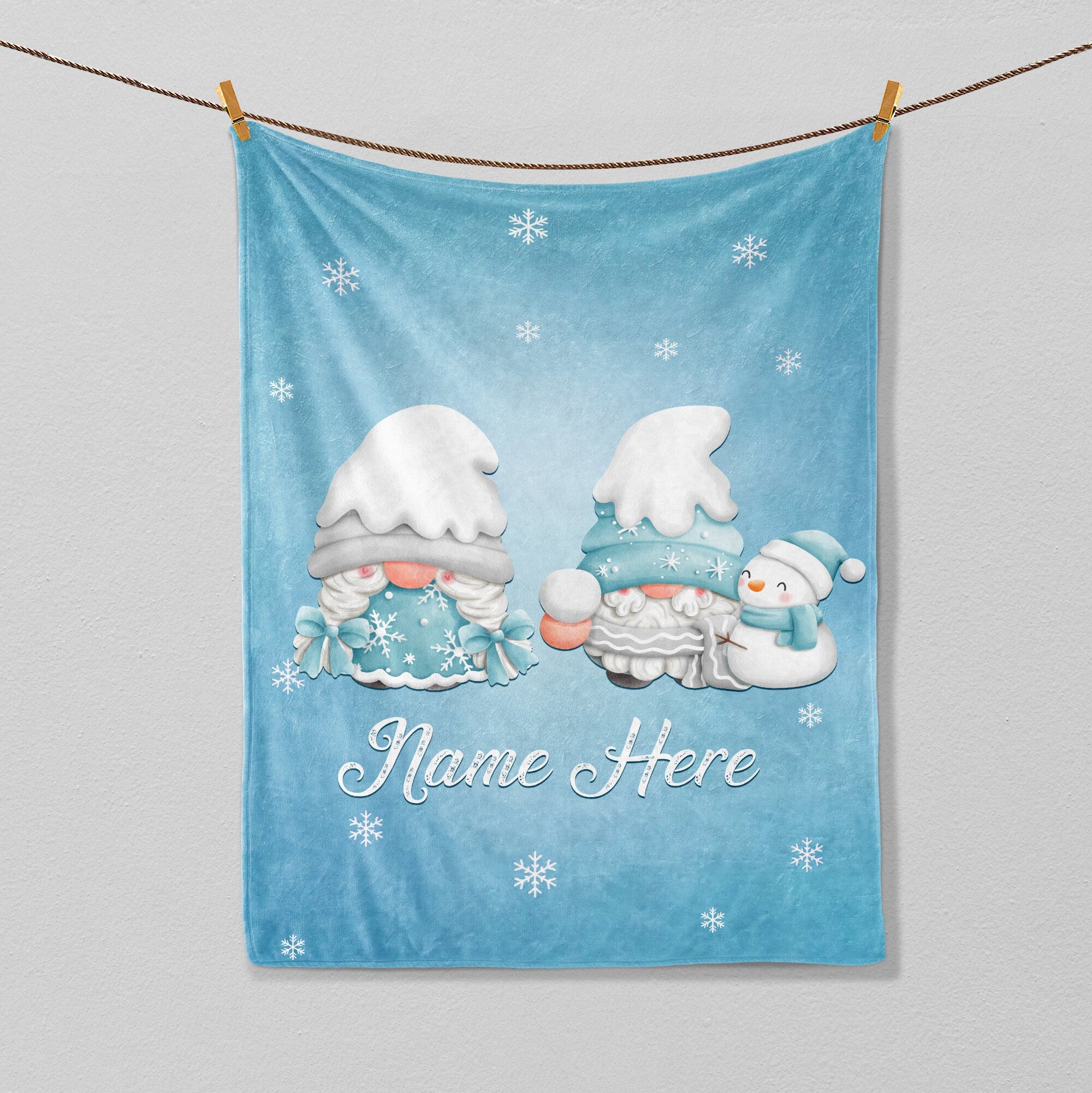 Petmytshirt Christmas Gnome Blanket Holiday Gnome Couple Blanket Custom Name Soft Cozy Sherpa Fleece Throw Blanket Christmas Gift