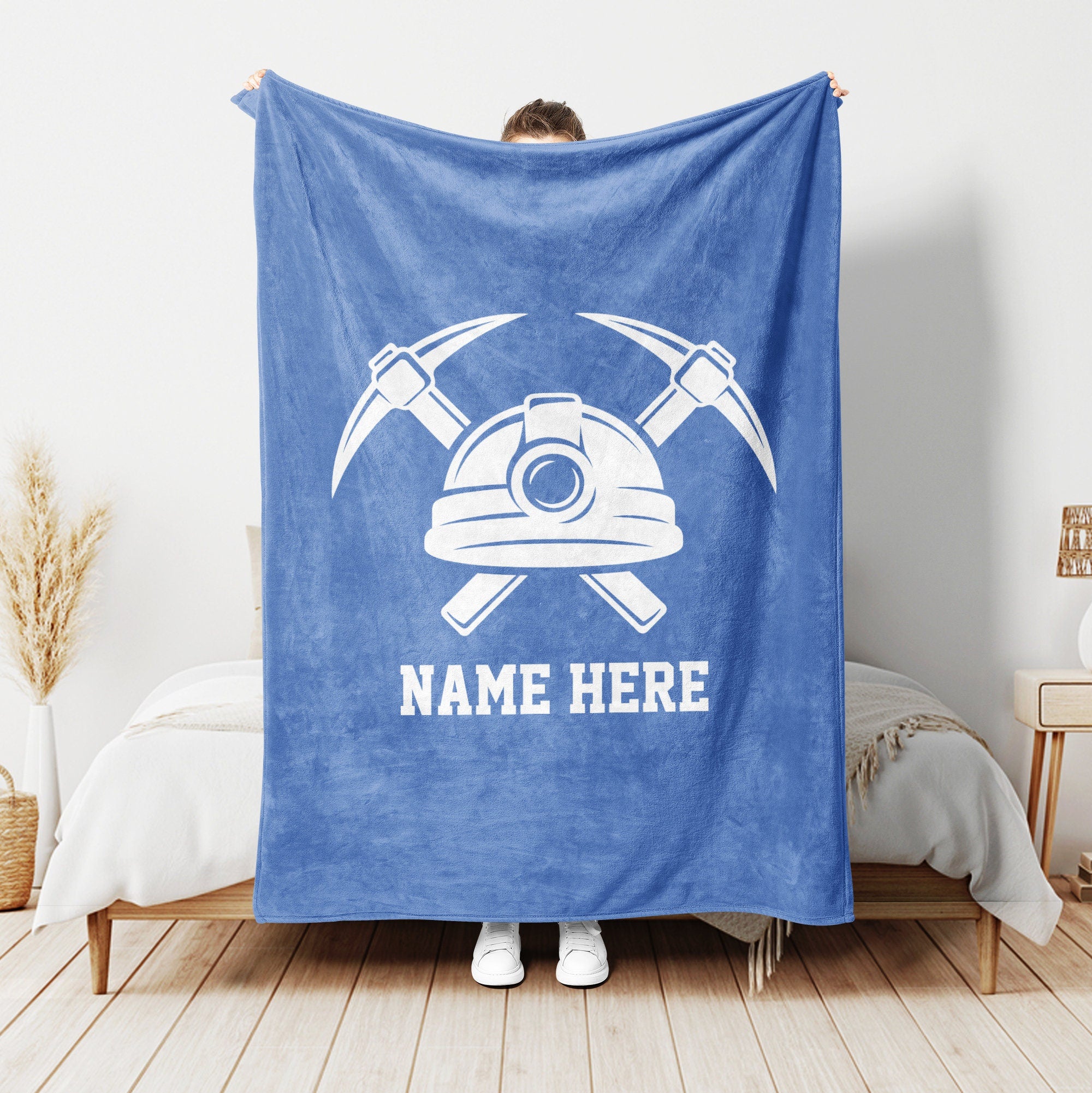 Petmytshirt Coal Miner Blanket Custom Name Gift For Coal Miner Dad Husband Boyfriend Son