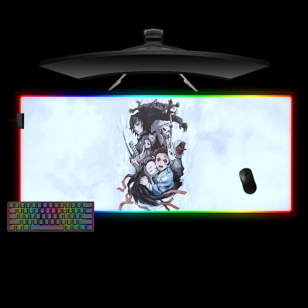 Allleftout Demon Slayer Design M-Xxl Size Rgb Gaming Mouse Pad, Computer Desk Mat