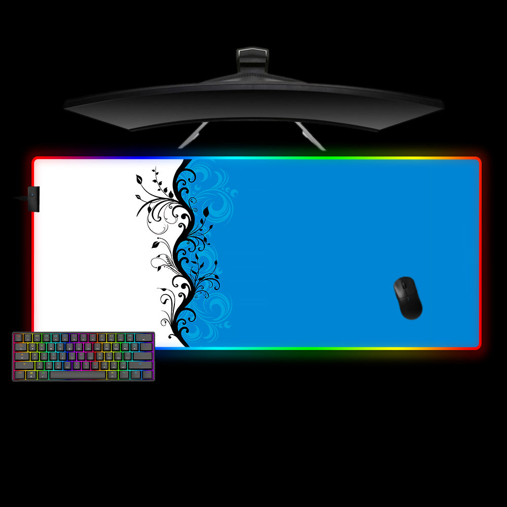 Allleftout Blue And White Floral Design M-Xxl Size Rgb Gaming Mouse Pad, Computer Desk Mat