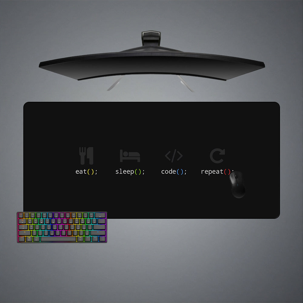 Allleftout Eat Sleep Code Repeat Design M-Xxl Size Gaming Mouse Pad, Computer Desk Mat