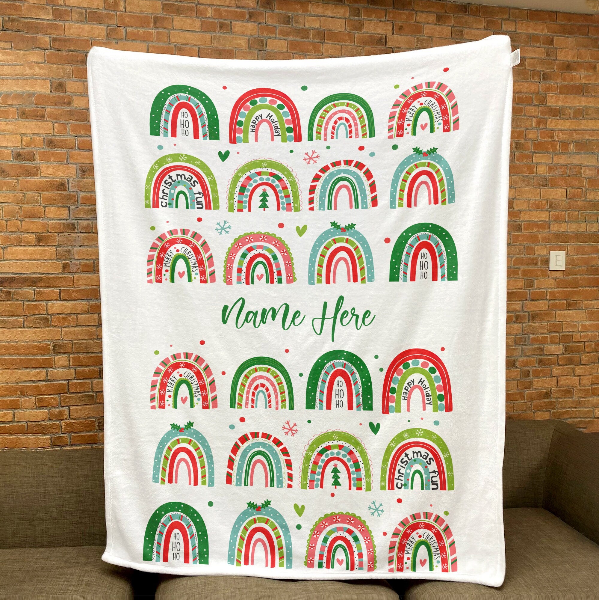 Petmytshirt Christmas Blanket Xmas Rainbow Blanket Custom Christmas Gift for Mom Daughter Kid