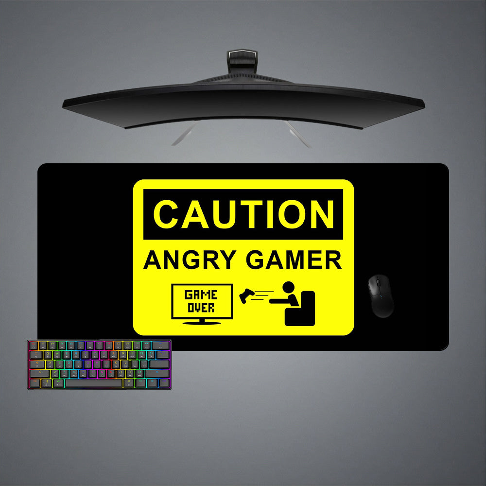 Allleftout Caution Angry Gamer Design M-Xxl Size Gaming Mouse Pad, Computer Desk Mat