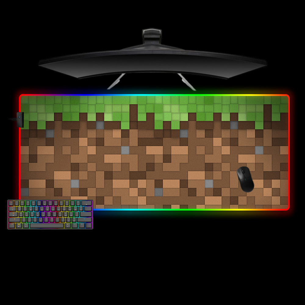 Allleftout Minecraft Grass And Dirt Texture Design M-Xxl Size Rgb Gaming Mouse Pad, Computer Desk Mat