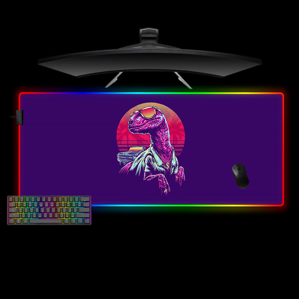 Allleftout Retro Raptor Design M-Xxl Size Rgb Gaming Mouse Pad, Computer Desk Mat