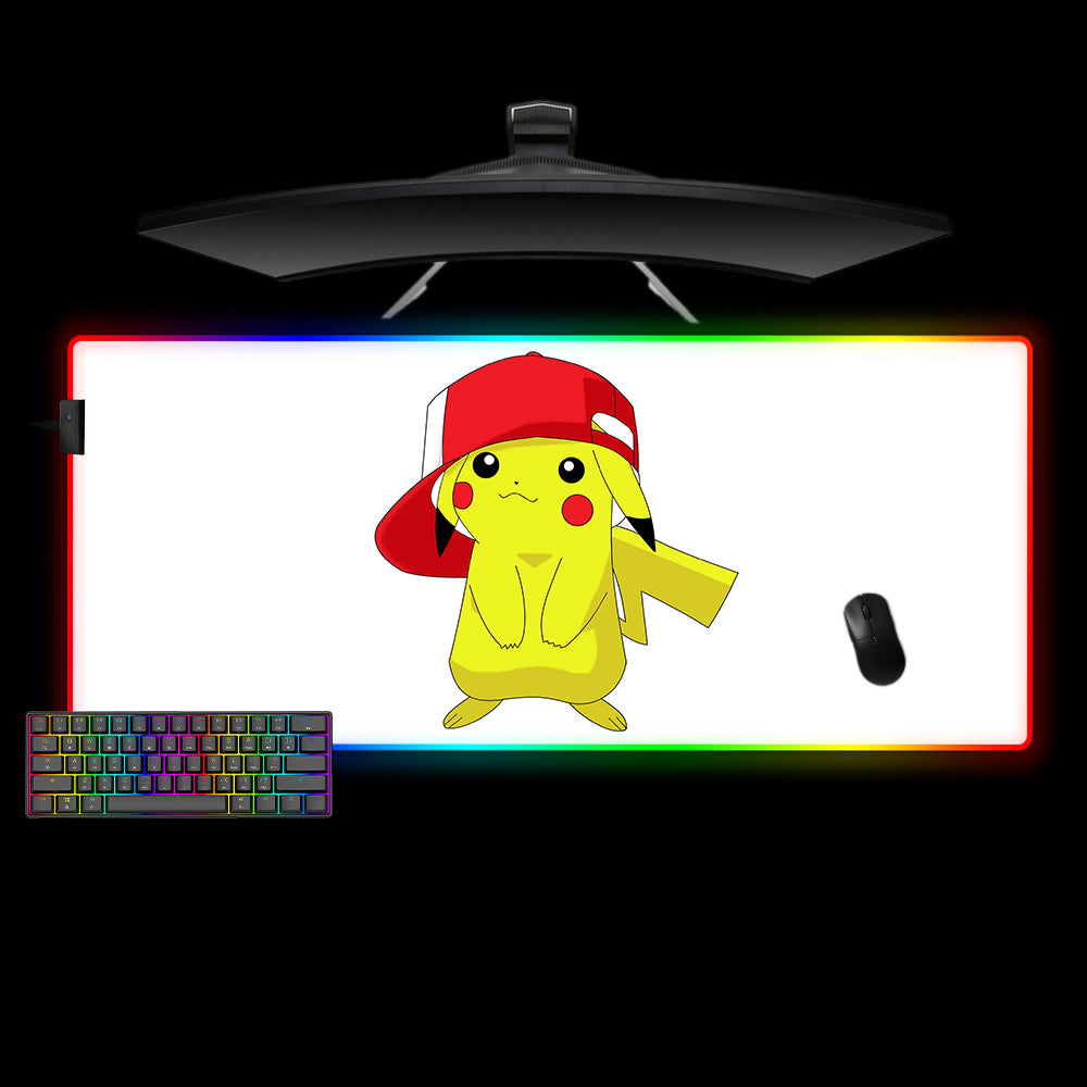 Allleftout Pikachu Hat Design M-Xxl Size Rgb Gaming Mouse Pad, Computer Desk Mat