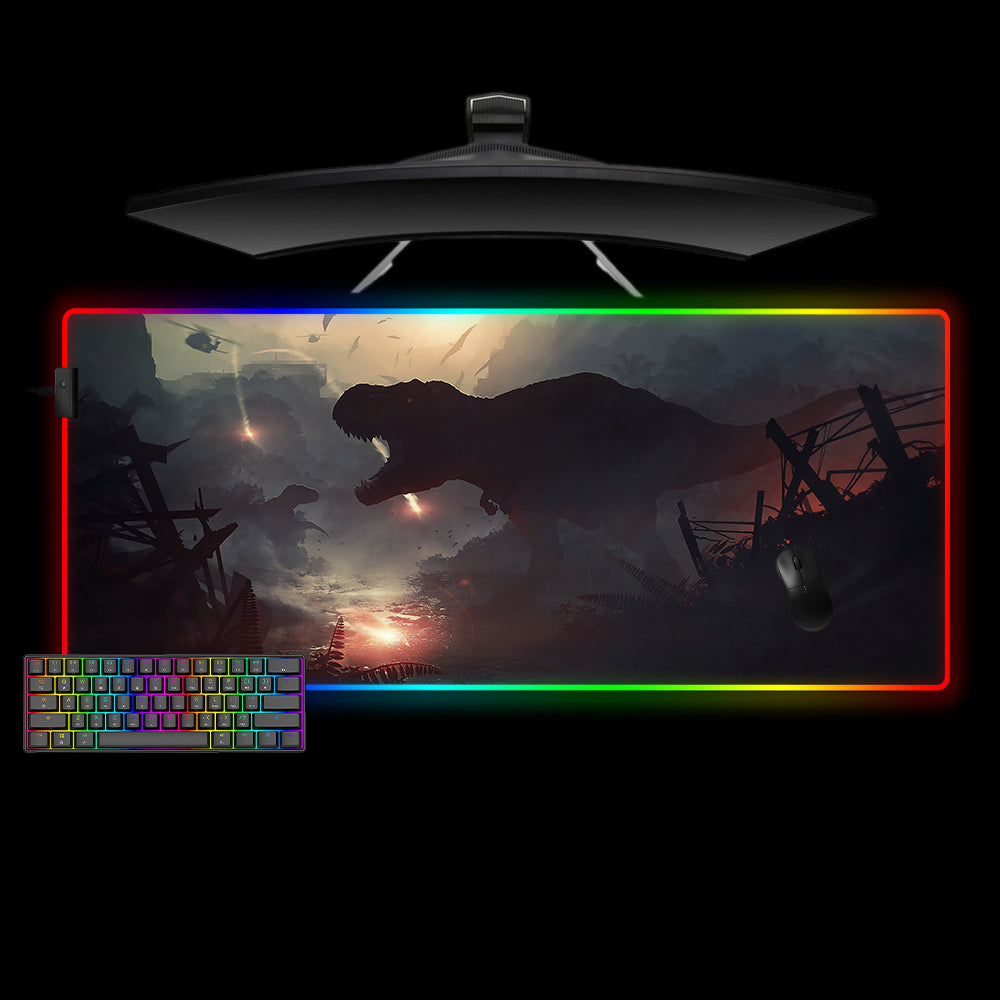 Allleftout Dinosaur Apocalypse Design M-Xxl Size Rgb Gaming Mouse Pad, Computer Desk Mat