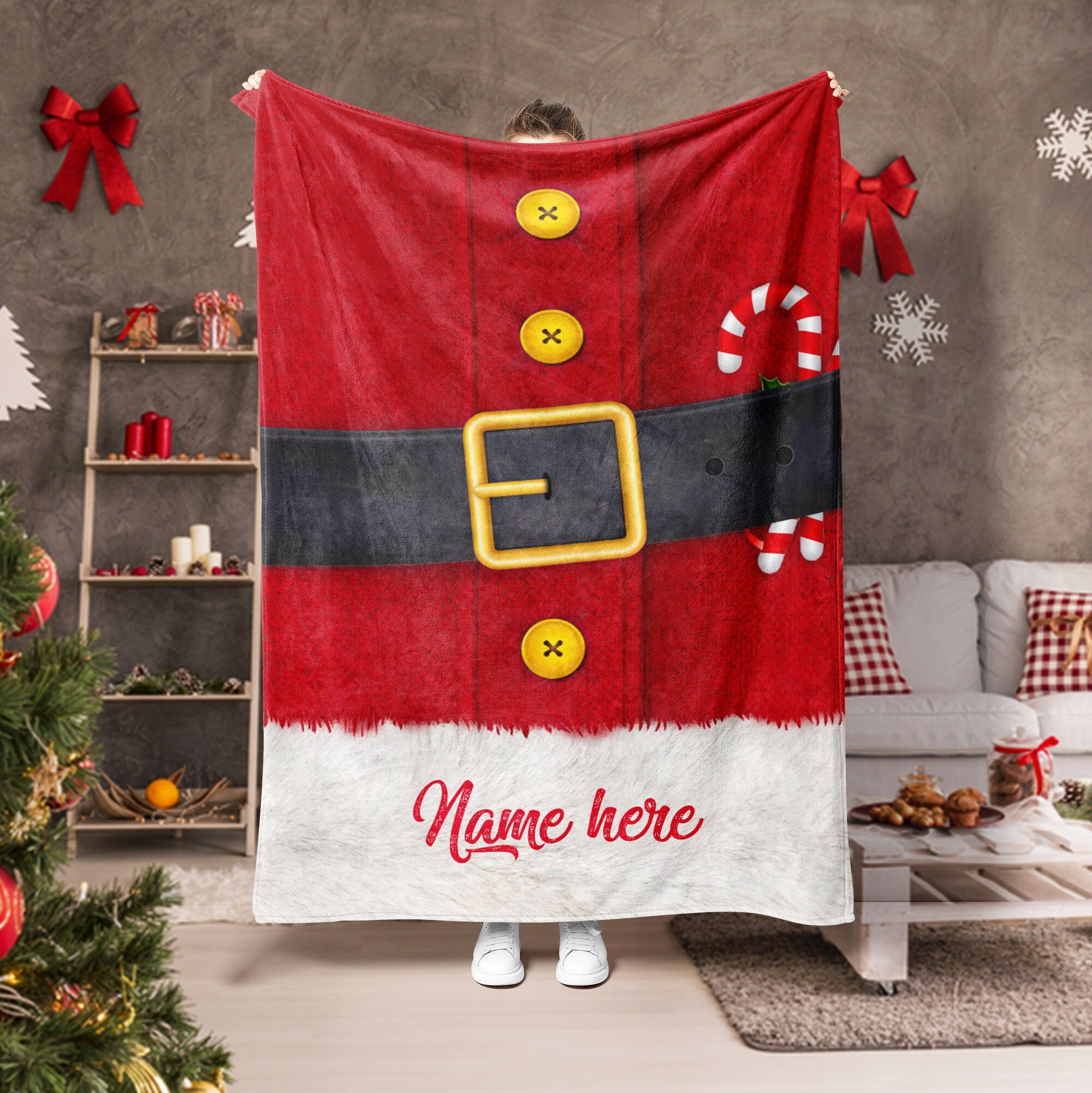 Petmytshirt Christmas Blanket Santa Claus Blanket Custom Christmas Gift for Kids Boy Girl