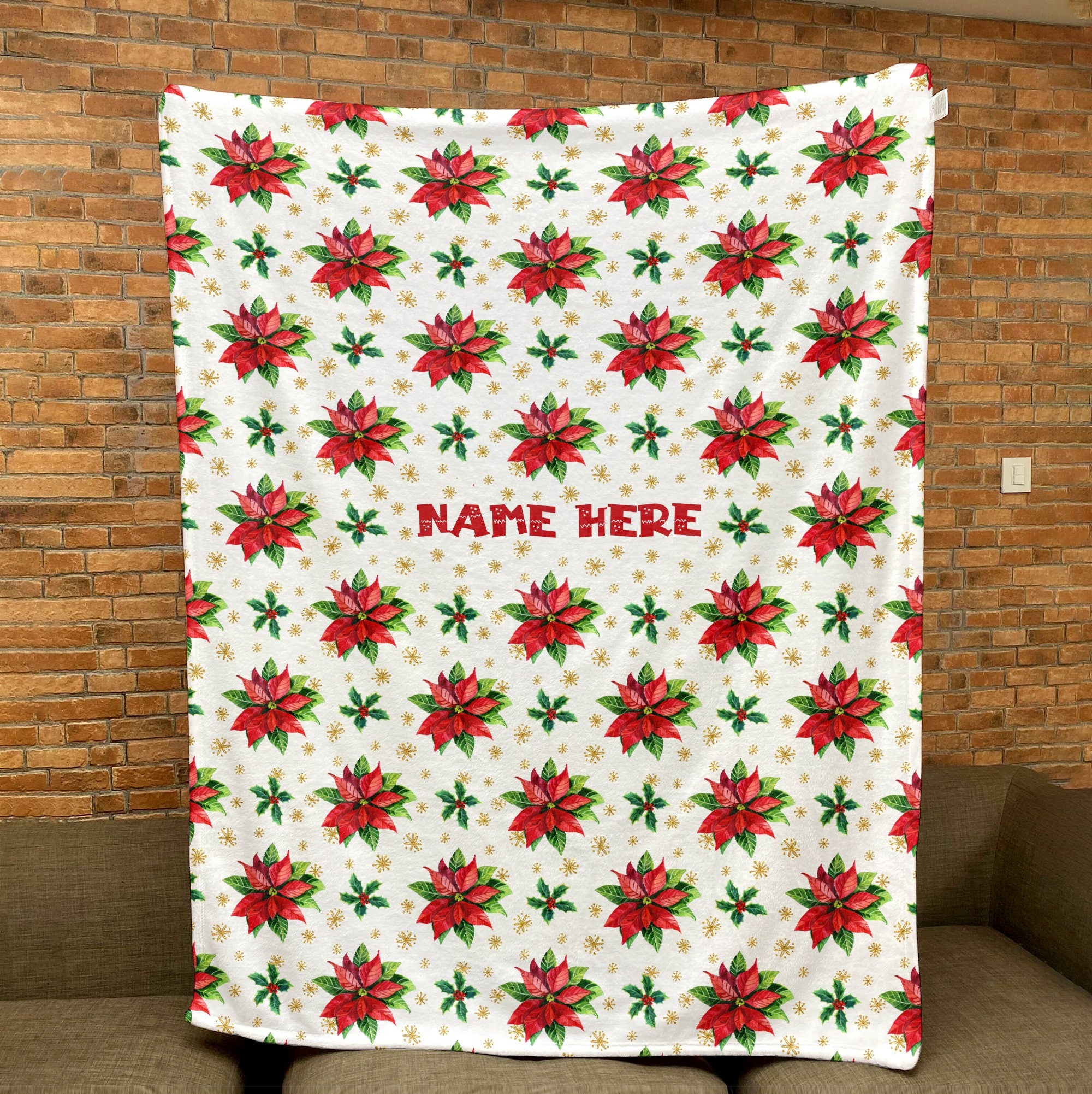 Petmytshirt Poinsettia Blanket Christmas Blanket Custom Christmas Gift for Mom Daughter Kid