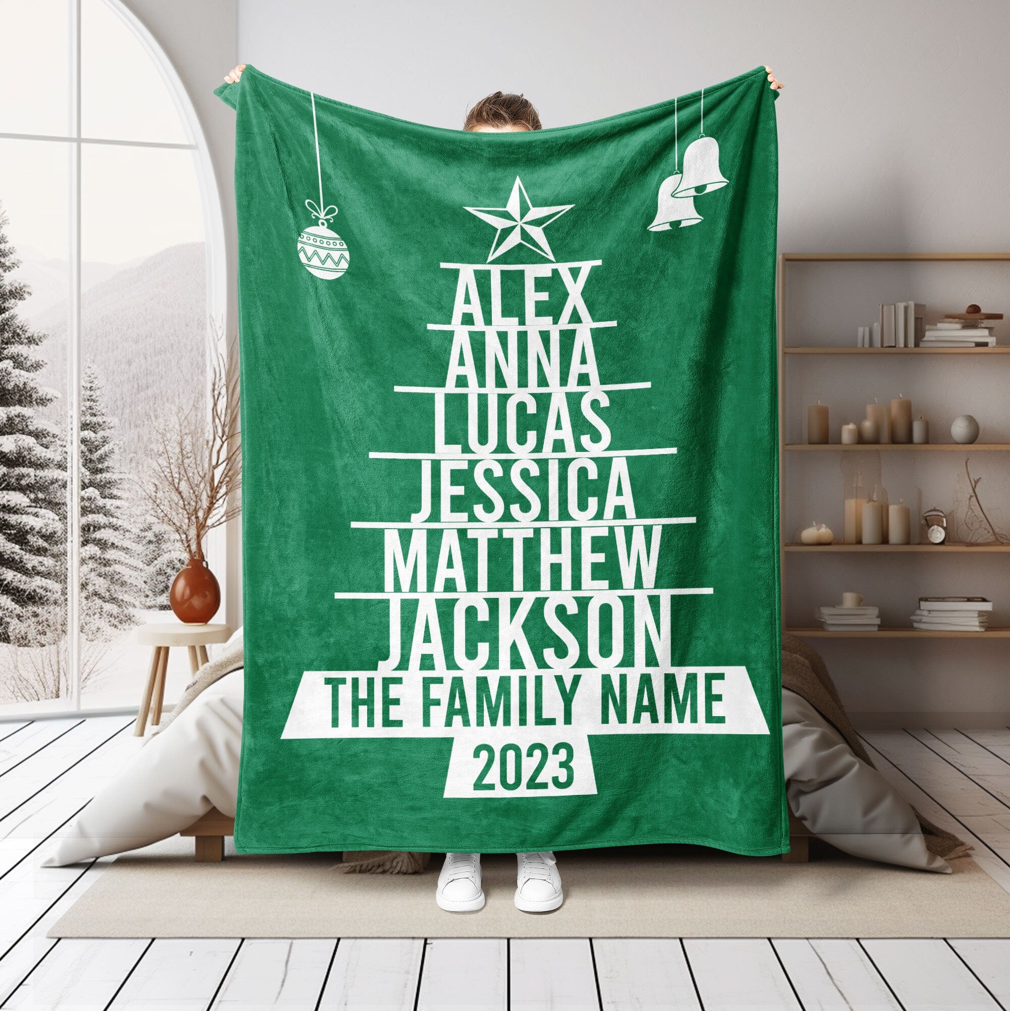 Petmytshirt Christmas Blanket Xmas Pine Tree Blanket Custom Gift for Daughter Son Kid Family