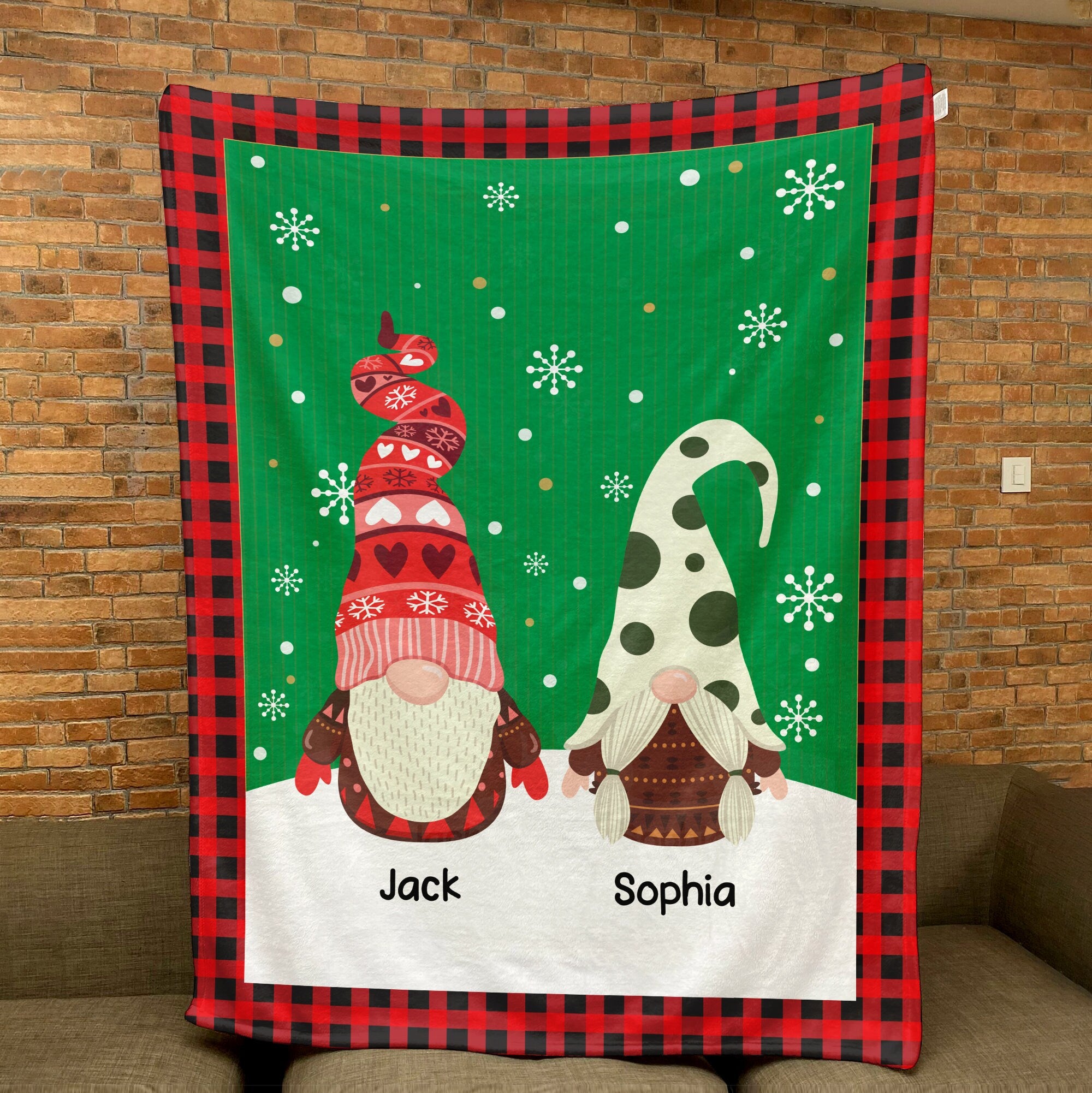 Petmytshirt Christmas Gnome Blanket Gnome Couple Blanket Custom Name Soft Cozy Sherpa Fleece Throw Blanket Family Gift Christmas Gift