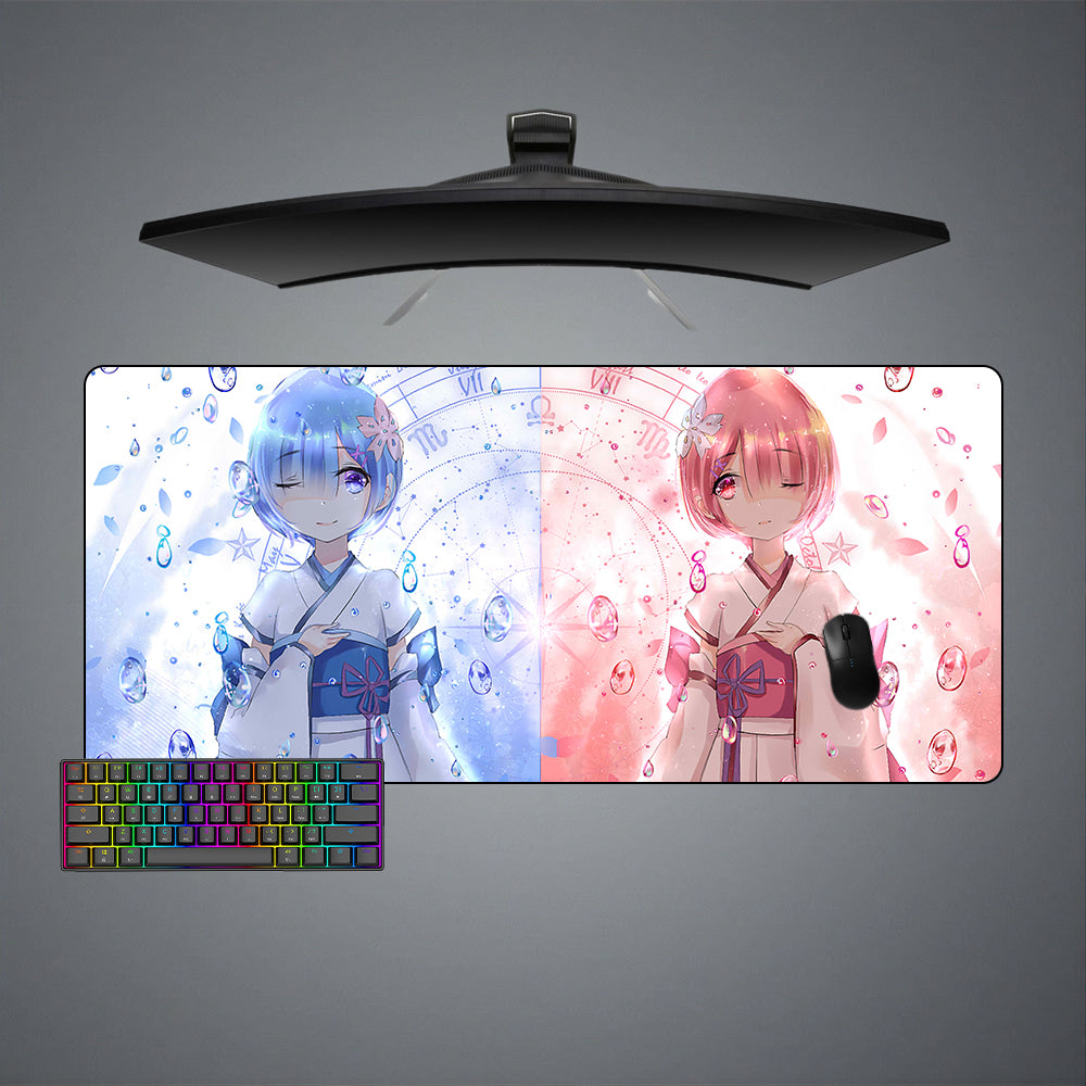 Allleftout Re:Zero Sisters Design M-Xxl Size Gaming Mouse Pad, Computer Desk Mat
