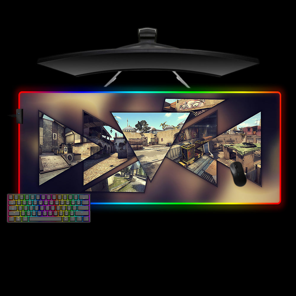 Allleftout Counter-Strike Maps Design M-Xxl Size Rgb Gaming Mouse Pad, Computer Desk Mat