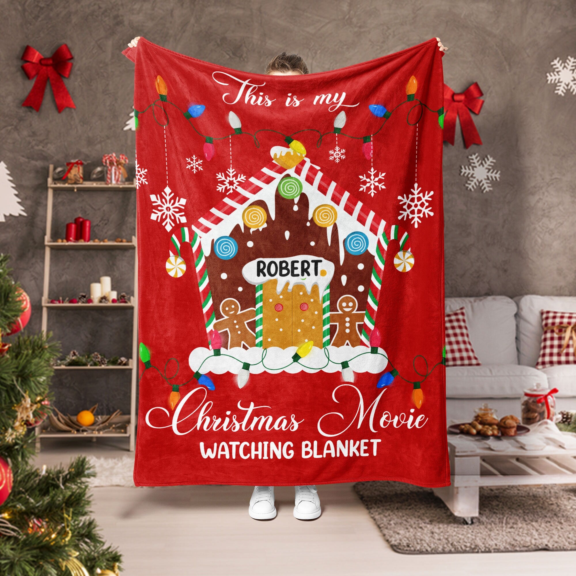 Petmytshirt Christmas Blanket This Is My Christmas Movie Watching Blanket Custom Name Soft Cozy Sherpa Fleece Throw Blanket Holiday Gift