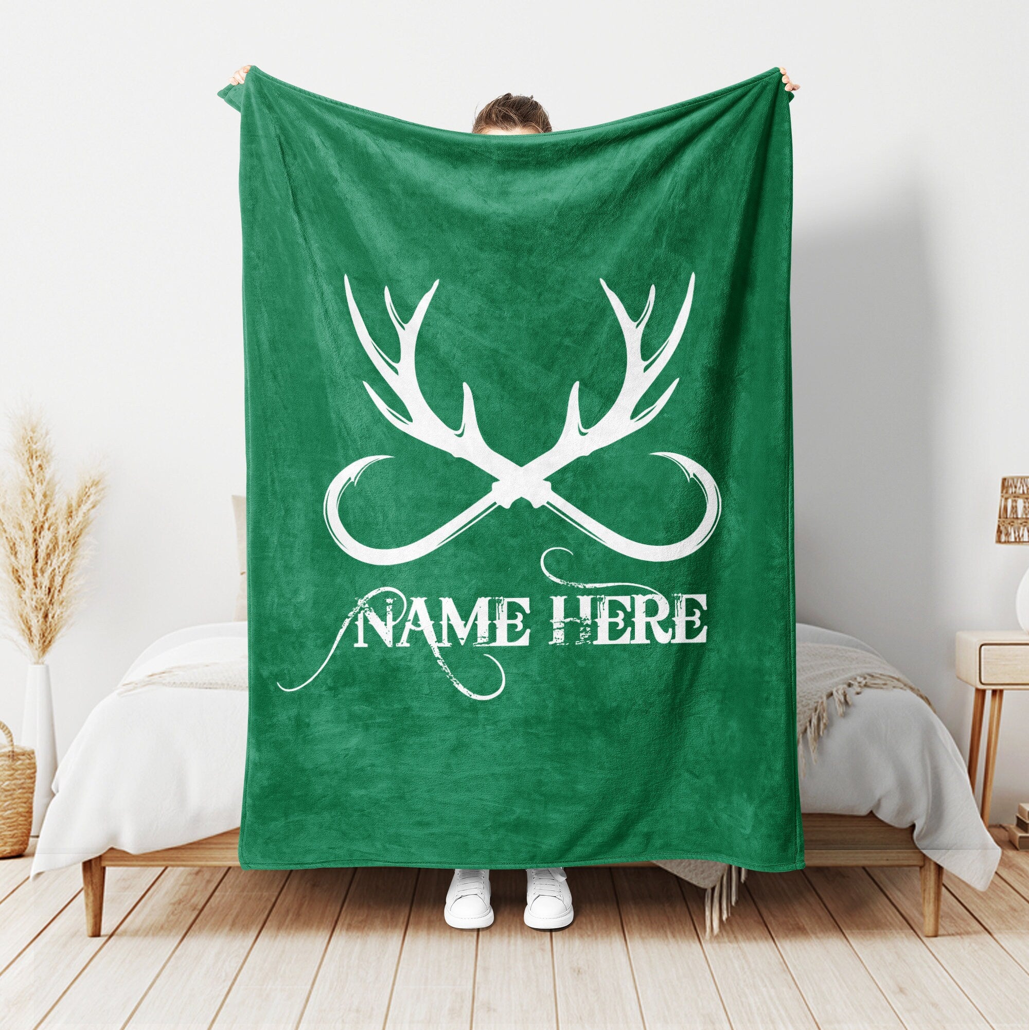 Petmytshirt Deer Hunting Blanket Fishing Blanket Custom Name Gift For Grandpa Dad Husband Son