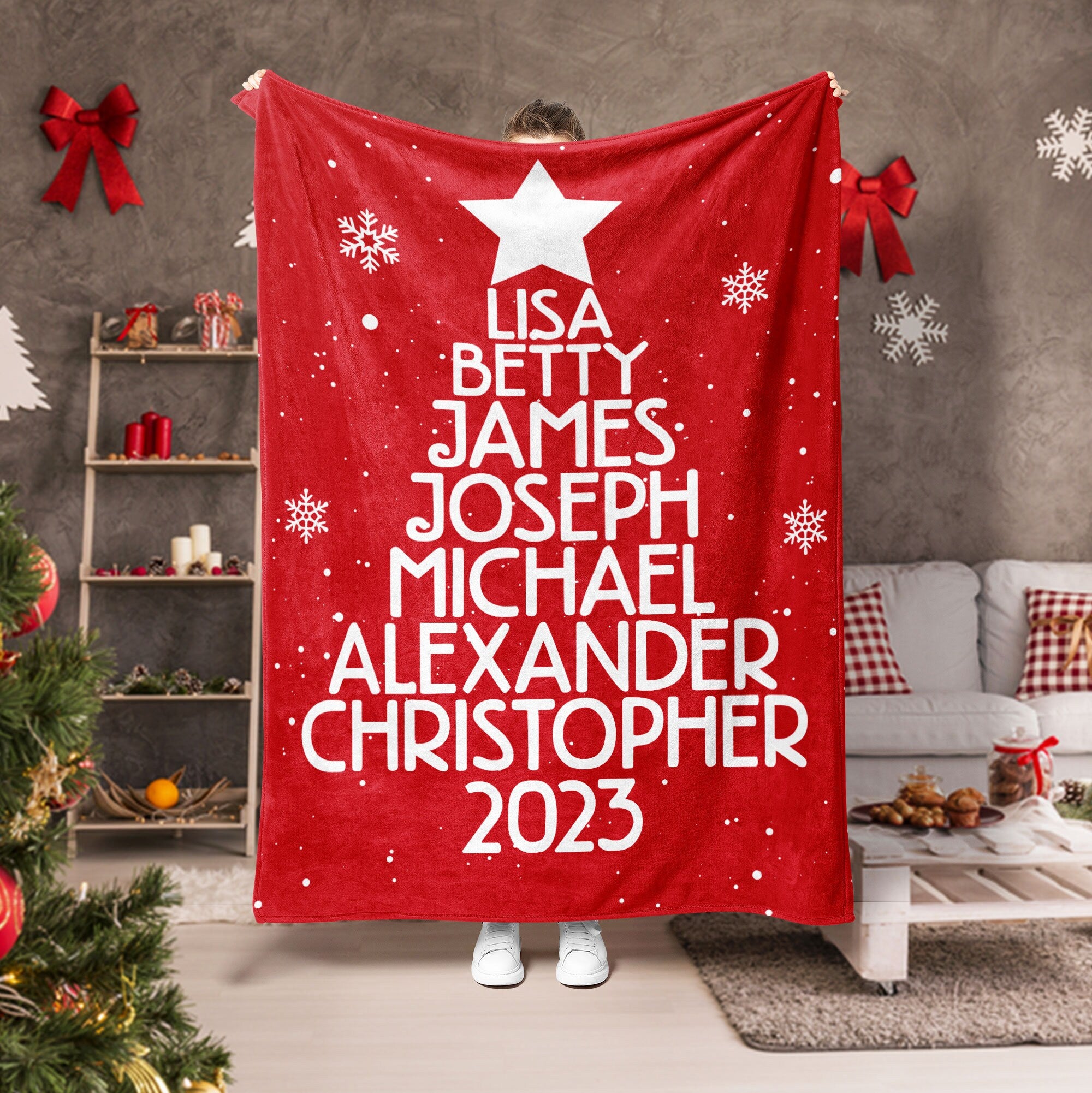 Petmytshirt Family Tree Blanket Family Name Christmas Tree Blanket Custom Name Christmas Gift