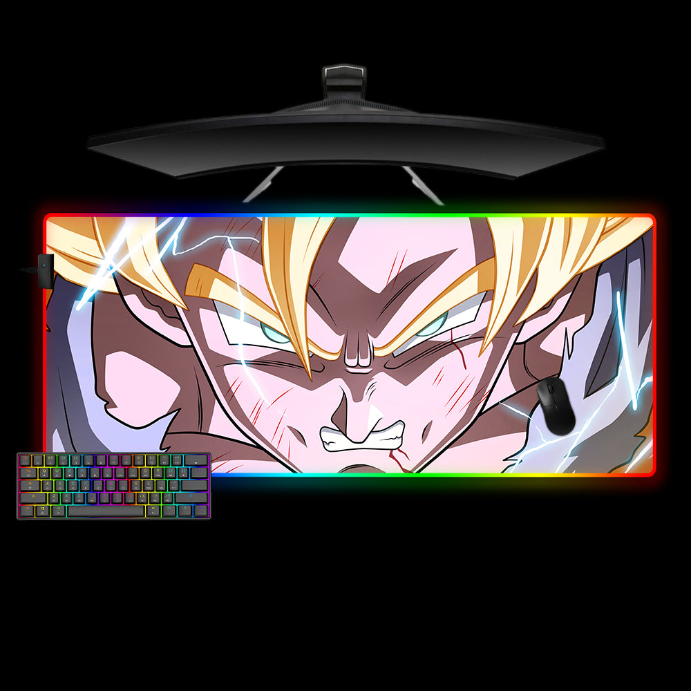Allleftout Goku Anger Design M-Xxl Size Rgb Gaming Mouse Pad, Computer Desk Mat