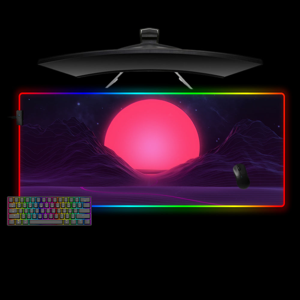 Allleftout Neon Sun Design M-Xxl Size Rgb Gaming Mouse Pad, Computer Desk Mat
