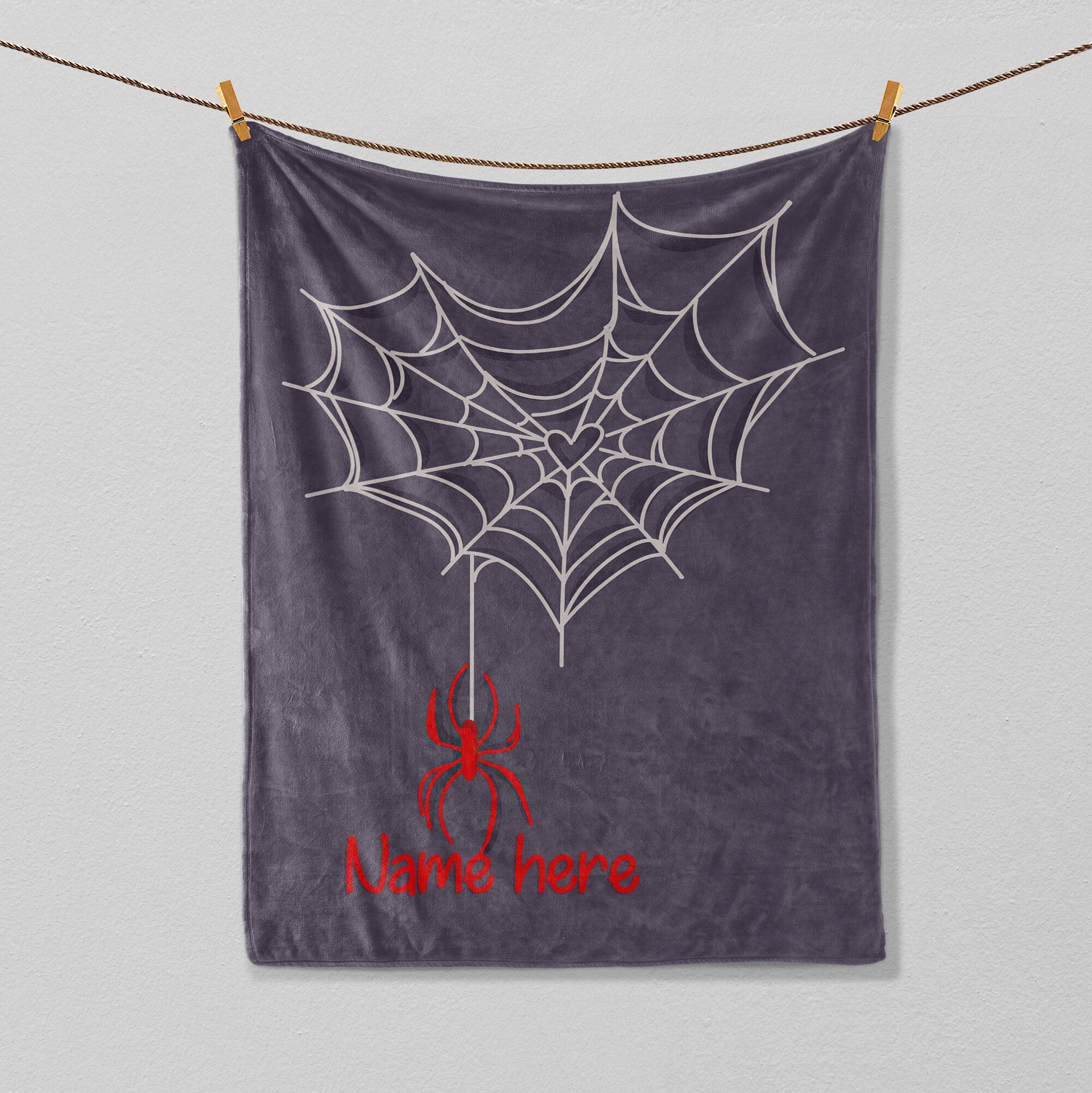 Petmytshirt Spiderweb Blanket Spiderweb Heart Blanket Custom Name Soft Cozy Sherpa Fleece Throw Blanket Gothic Halloween Gift