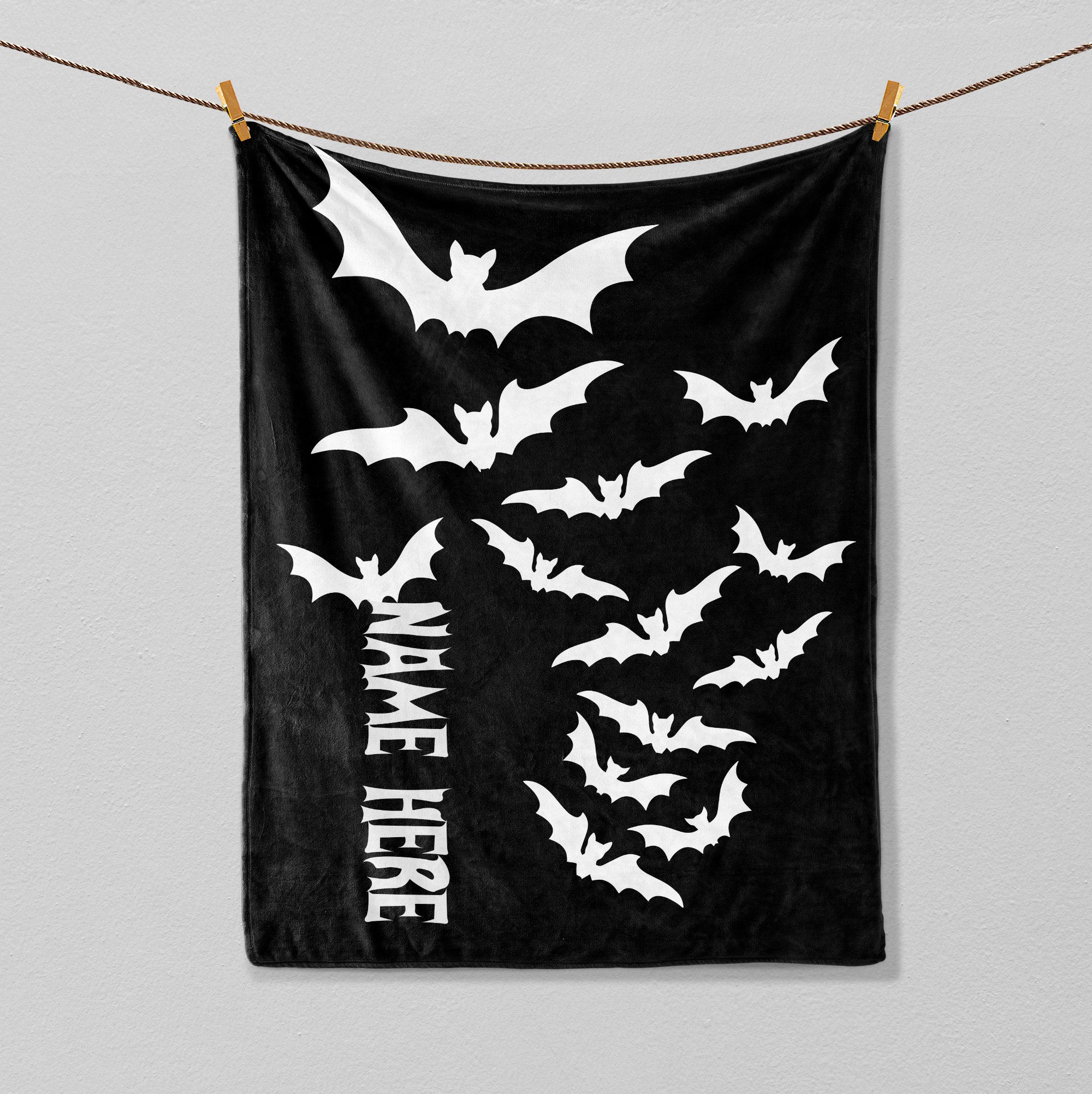Petmytshirt Bat Blanket Halloween Bats Blanket Custom Name Halloween Gifts Gothic Gift